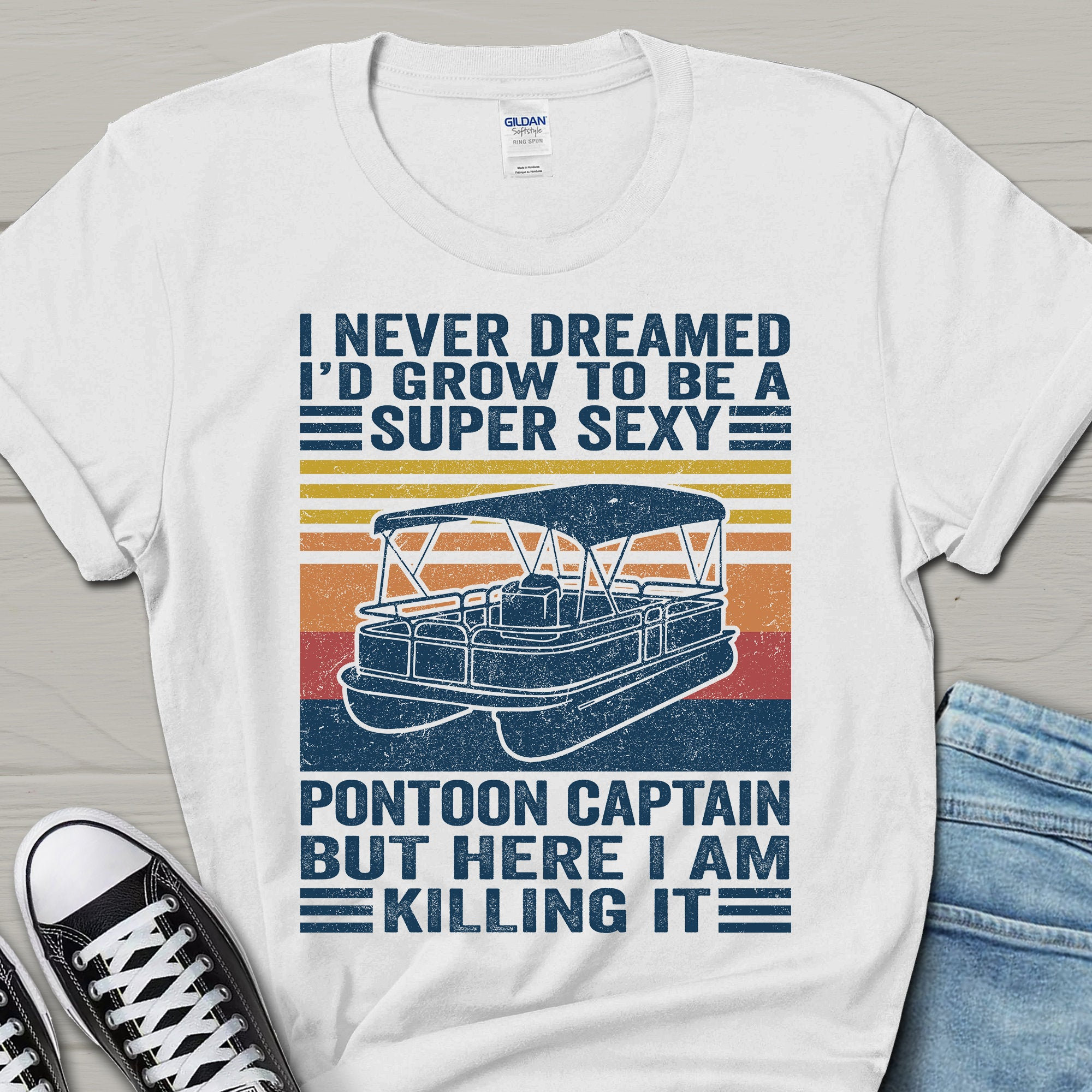 Pontoon Captain but Here I Am Killing It Shirt, Funny Pontoon Captain T-shirt