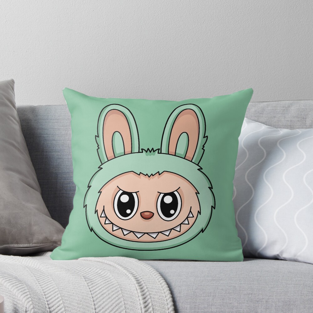 Labubu Green Grape Cute Character Pillow, Cute Labubu Pillows Gift, Gift for Fan