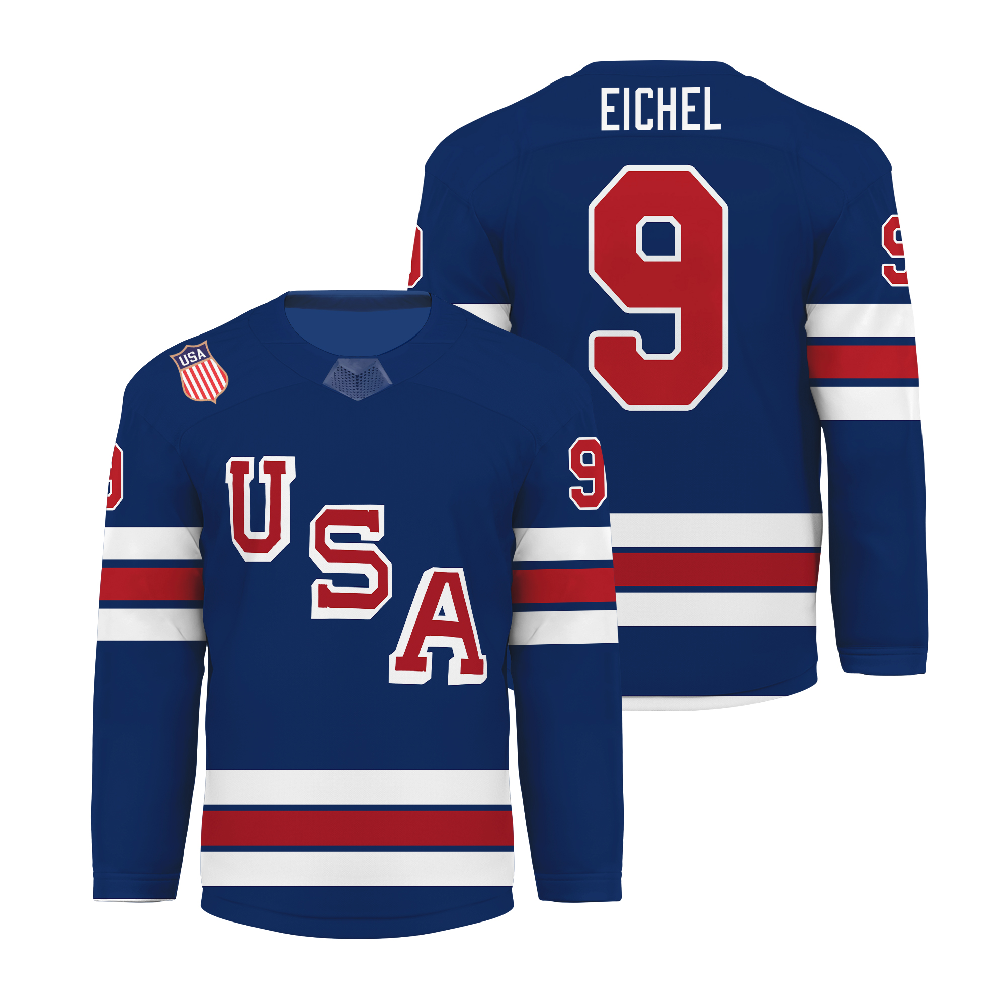 Men's #9 Eichel Royal 2026 Home Replica All Hockey Jersey