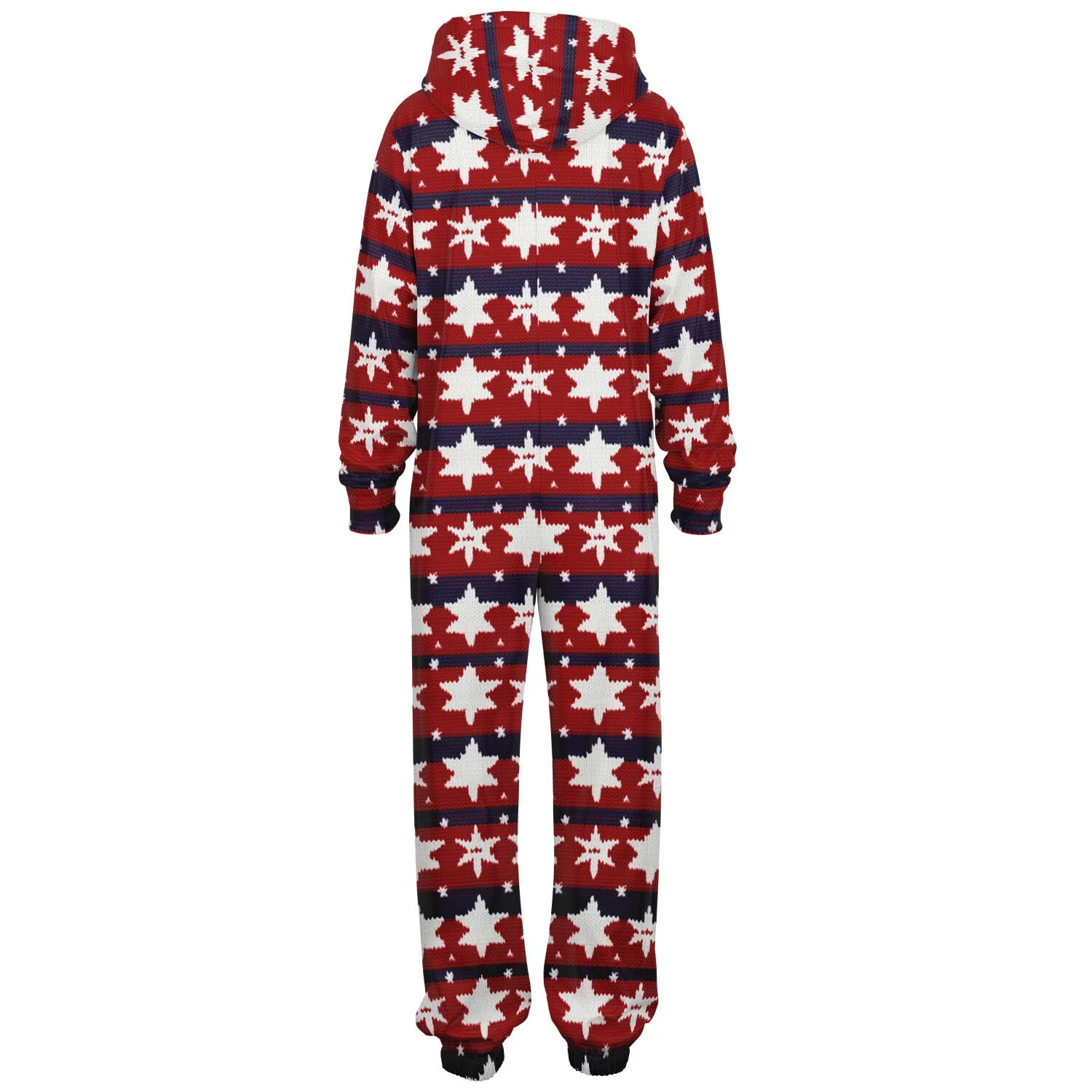 Americana Knitted Print Hooded Jumpsuit | Adult Jumpsuit | Adult Onesie