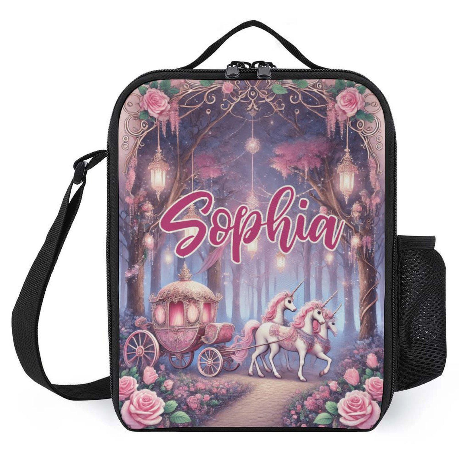 Personalized Royal Princess Horses Lunch Bag for School Camp Boys & Girls