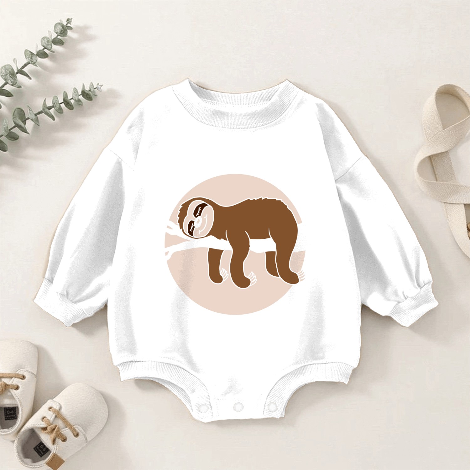 comic branch sleep sloth Baby Romper Sweatshirts