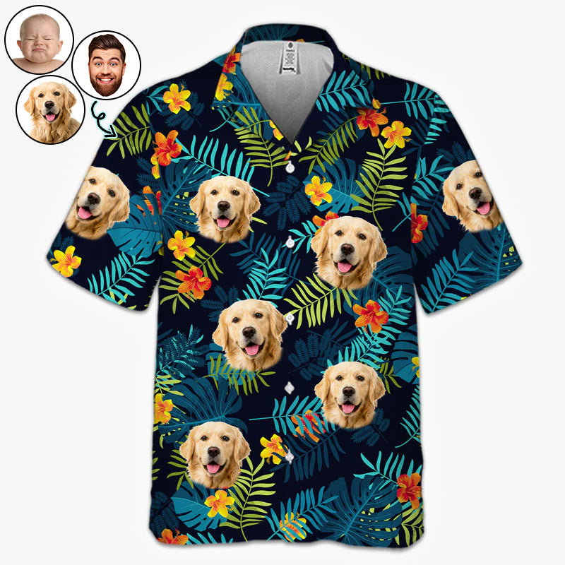 Custom Photo Tropical Vibes Only - Family Personalized Face Custom Unisex Hawaiian Shirt