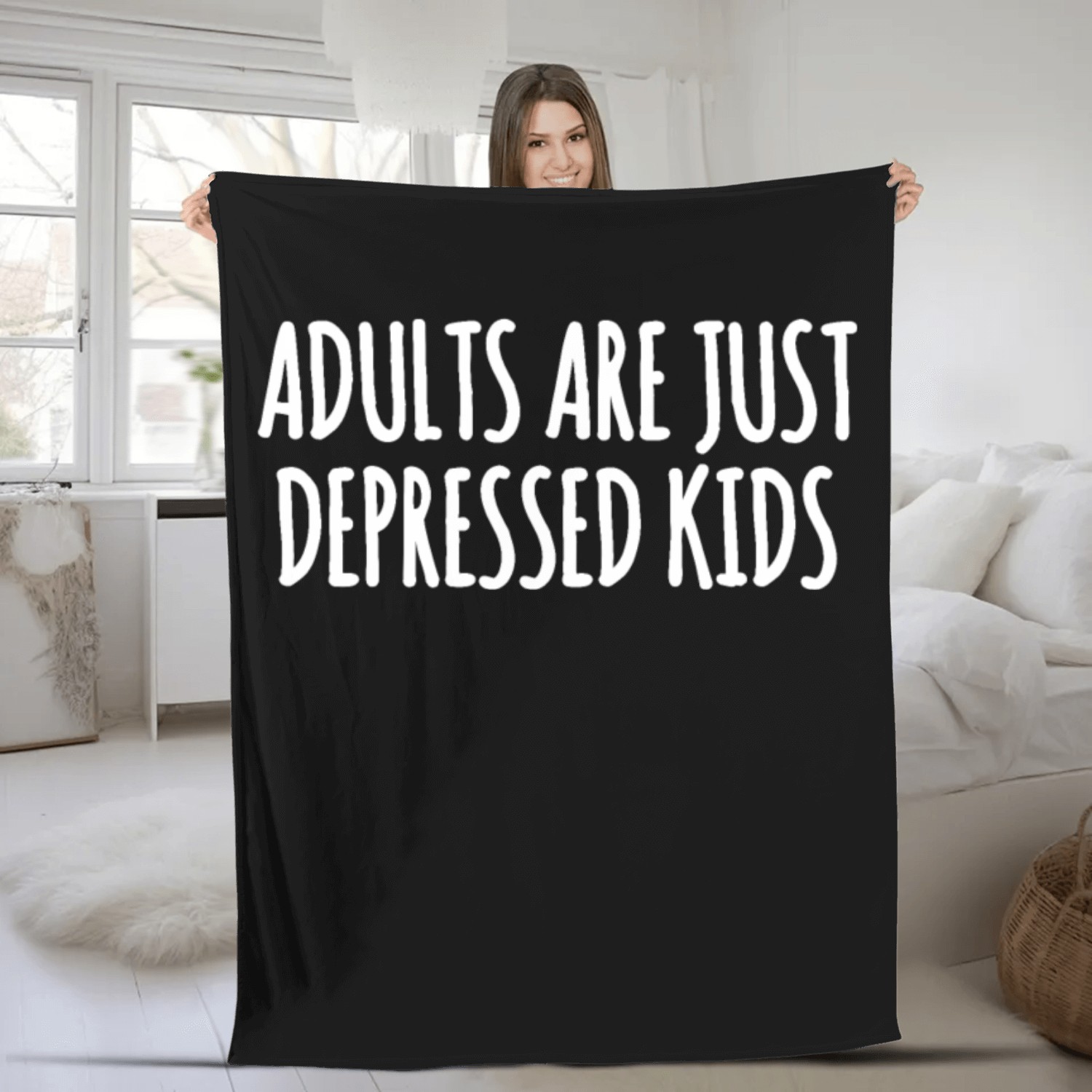 Adults are Just Depressed Kids : Depression Quote Fleece Blankets