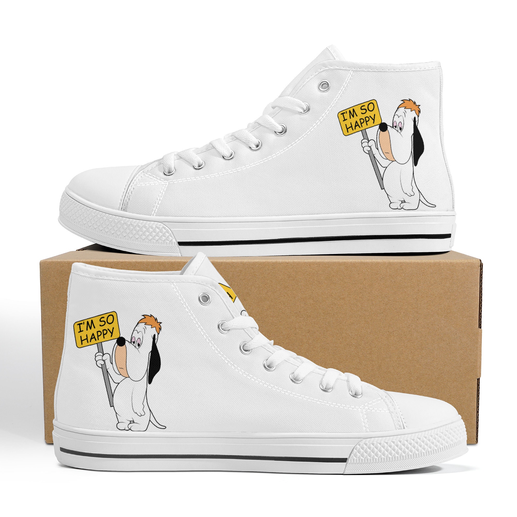 Droopy Cartoon I Am So Happy Dog High Top Sneakers