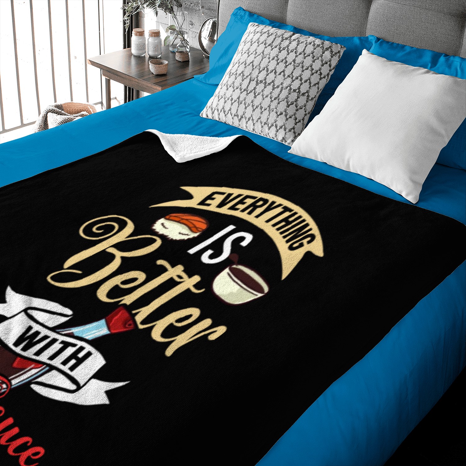 Soy Sauce Japanese Sushi Dark Ramen Noodles Bottle Baby Blankets
