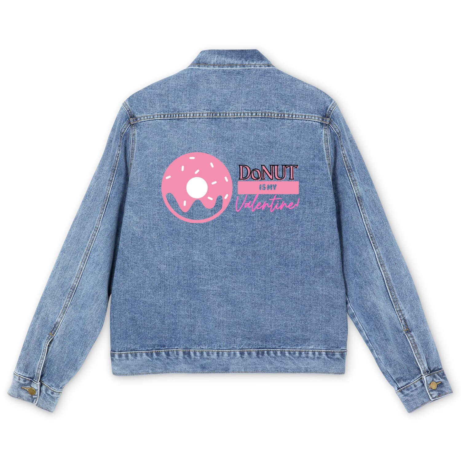 donut is my valentine Men's Denim Jackets