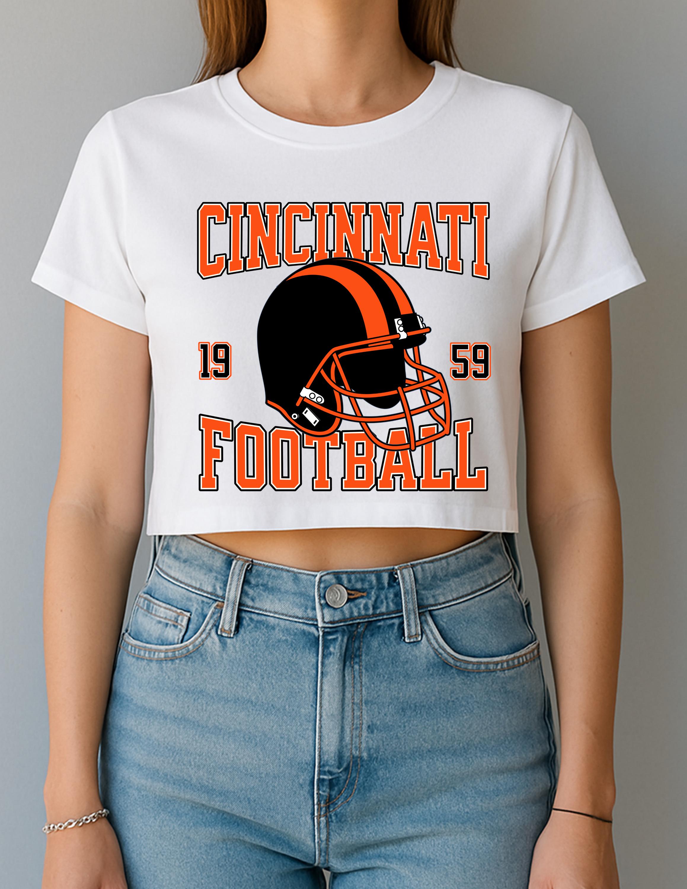 Cincinnati Football Womens Crop Top, Sports Fan Clothing