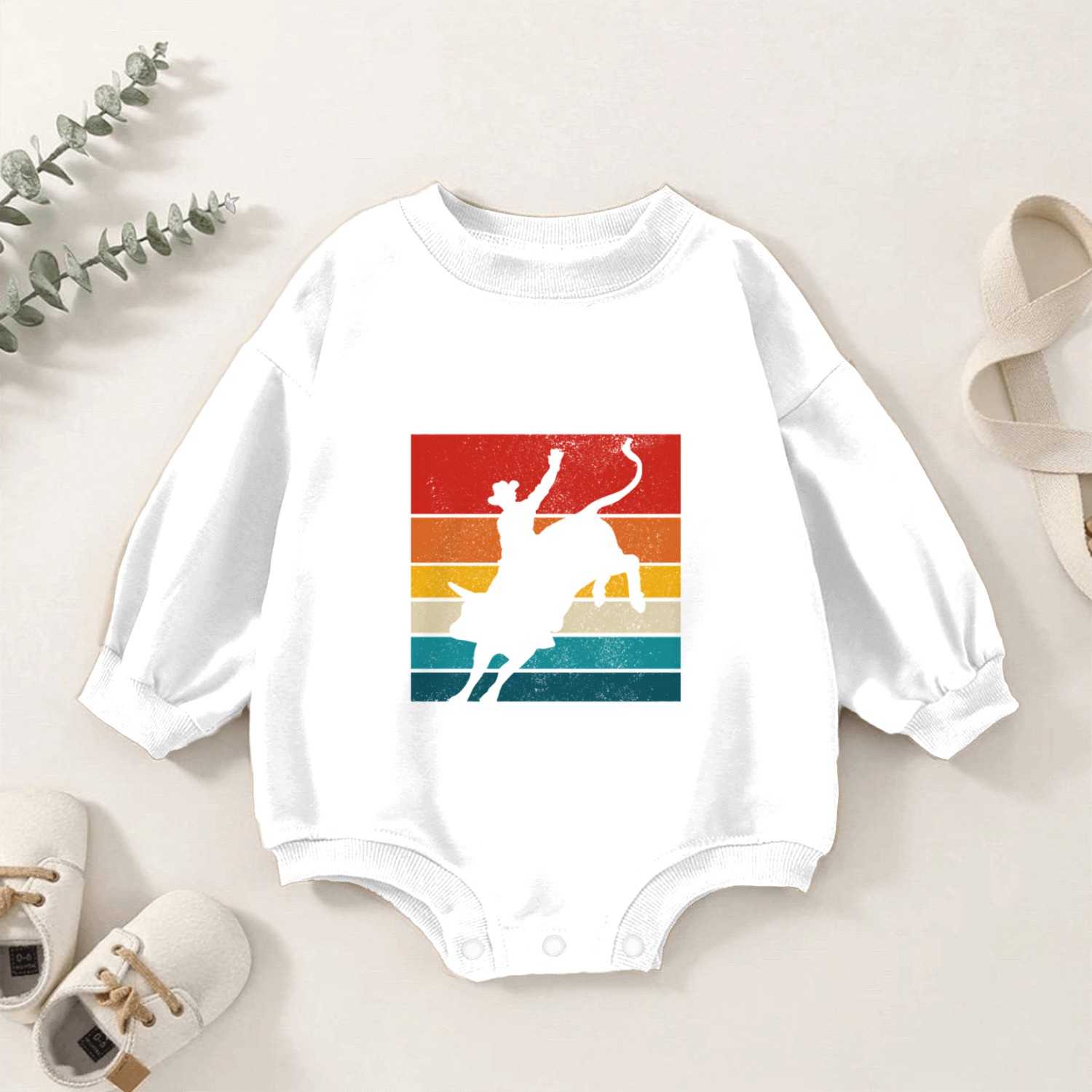 Bull Riding Rodeo Cowboy Western Bull Rider Baby Romper Sweatshirts