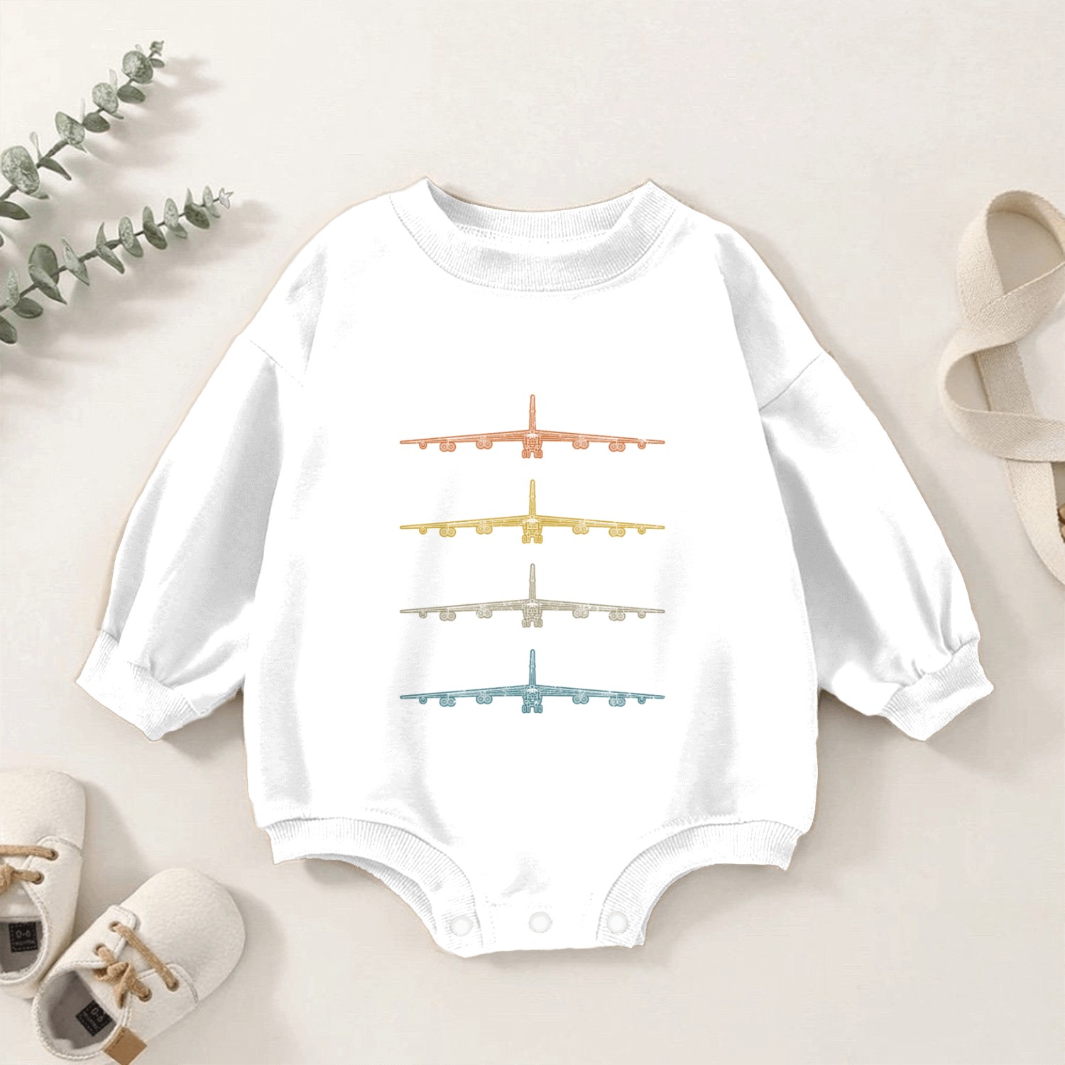 Retro B-52 Stratofortress Schematic Vintage B52 Baby Romper Sweatshirts