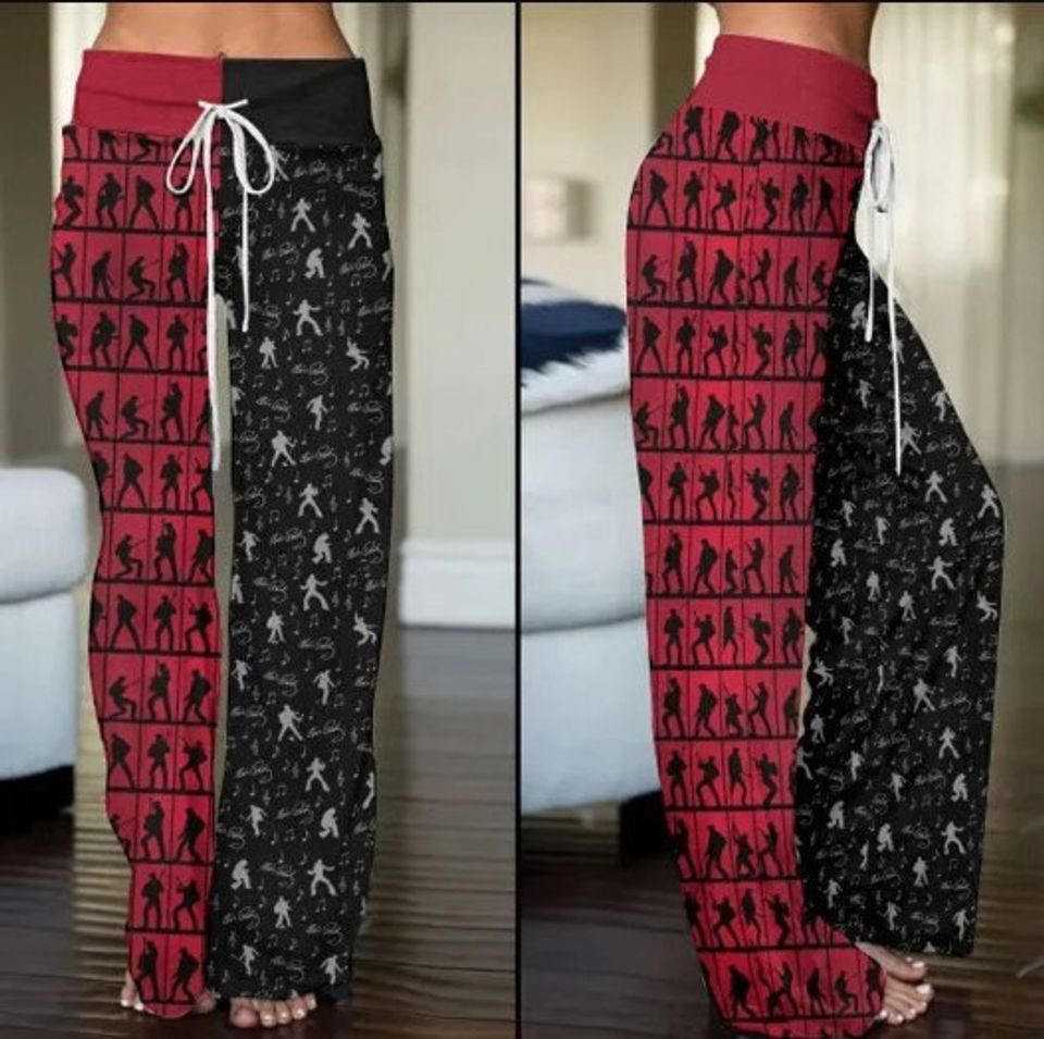King Of Rock n Roll Elvis Presley High Waisted Straight Leg Trousers