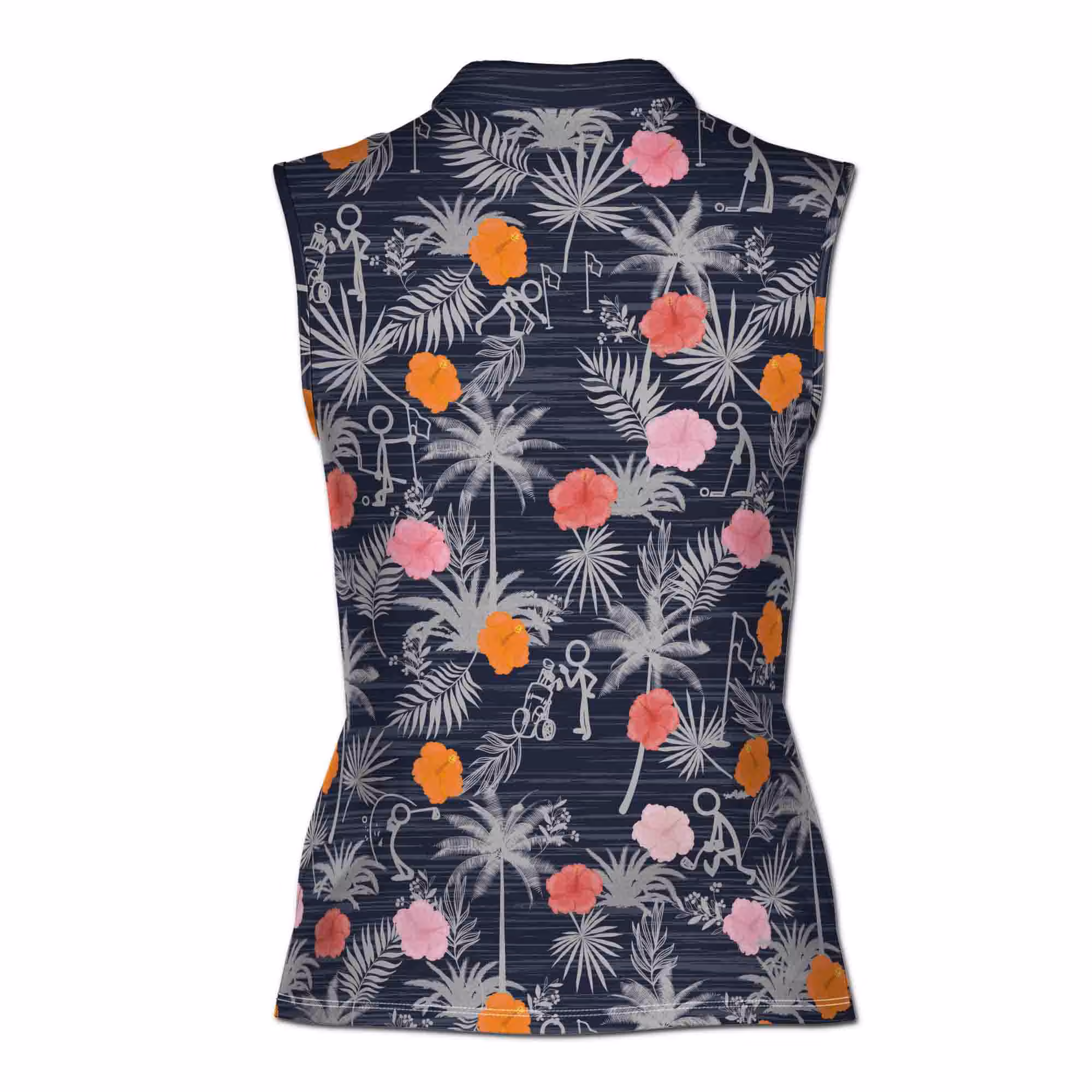 Funny Golf Stick Figures Flower 3D Women Sleeveless Polo