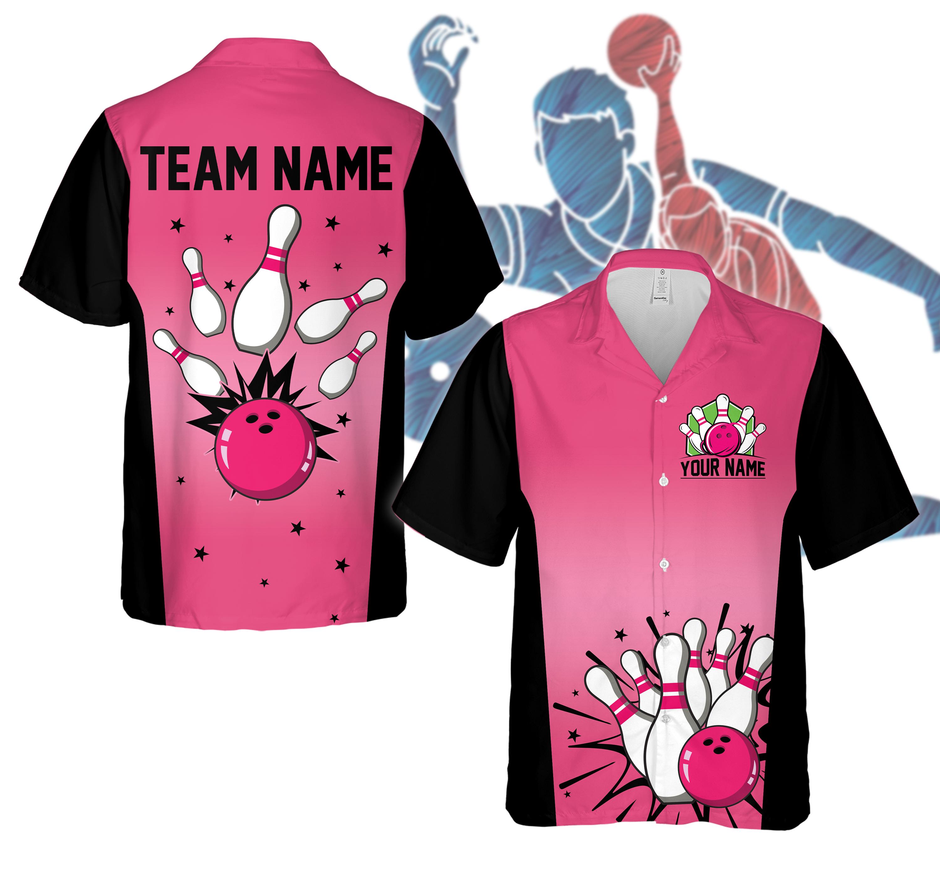 Personalized Name Neon Bowling Hawaiian Shirt, Custom Bowling Hawaiian Shirt