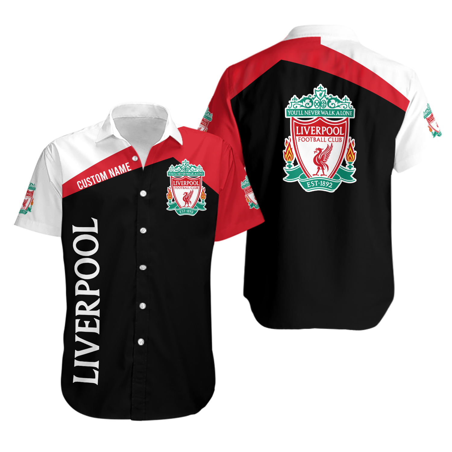 Liverpools Team Hawaiian Shirt , Button Down Full Size