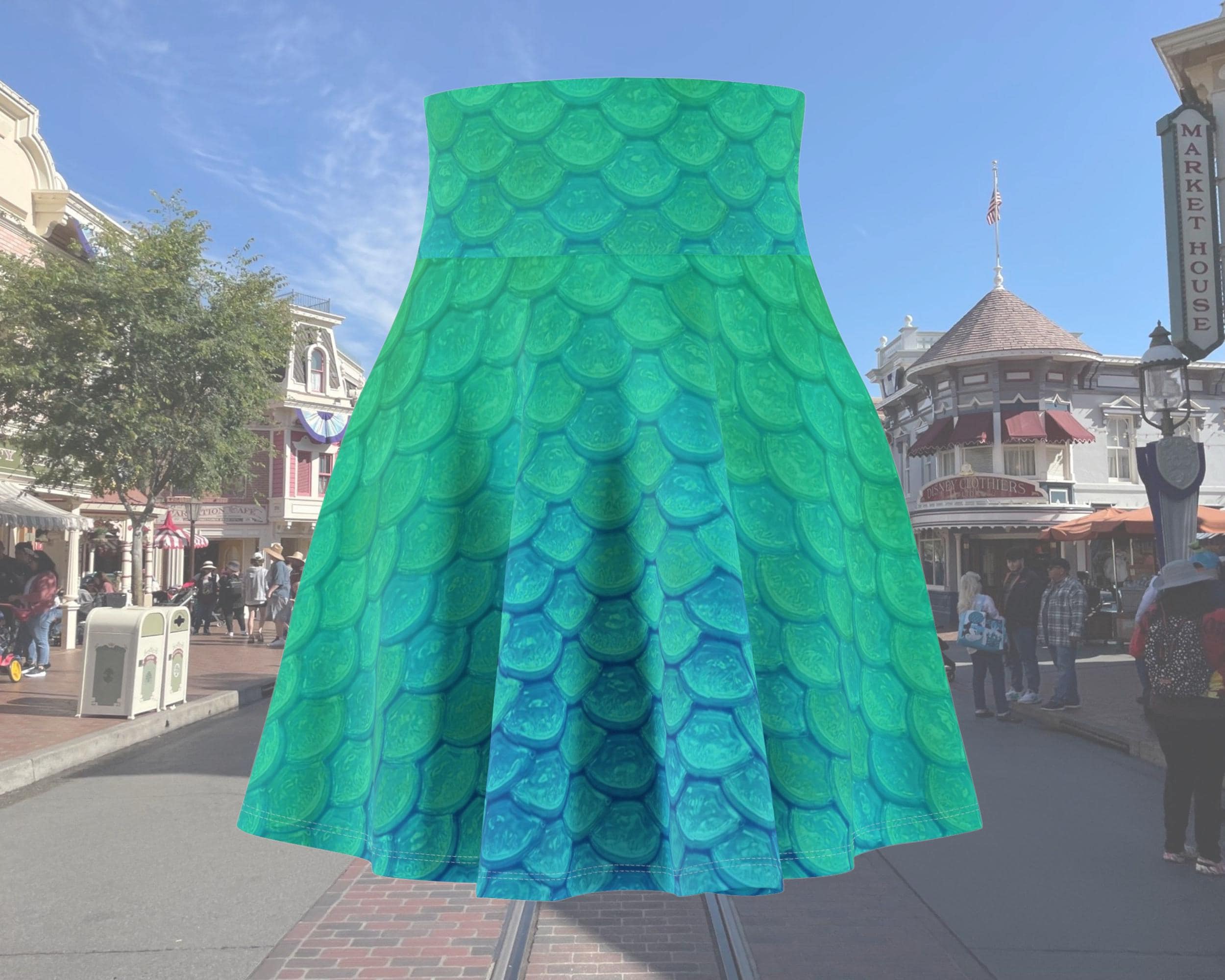 Blue And Green Mermaid Scales Running Skirt