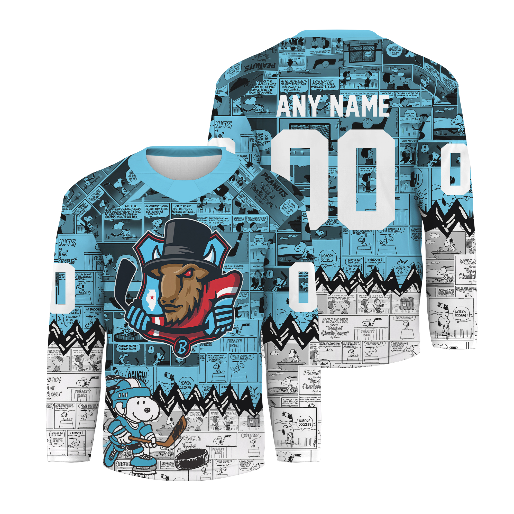 Custom Bloomington Bison Peanutss 75th Anniversary Hockey Shirt Fan Gear Gift