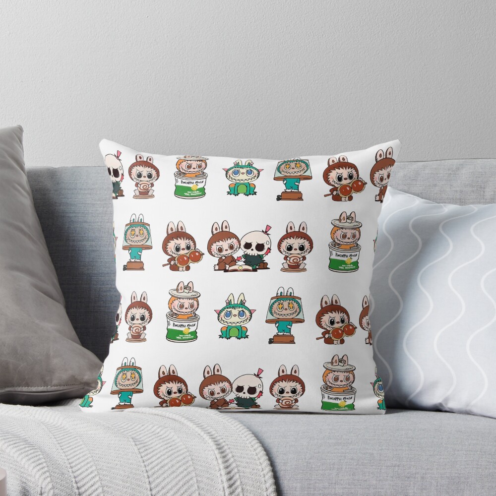 Labubu monsters sticker bundle pack Pillow, Cute Labubu Pillows Gift, Gift for Fan
