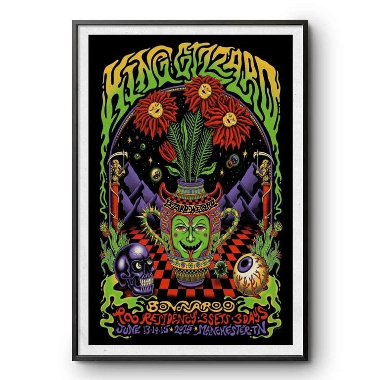 King Gizzard June 13-15 2025 Bonnaroo TN Manchester Concert Tour Poster
