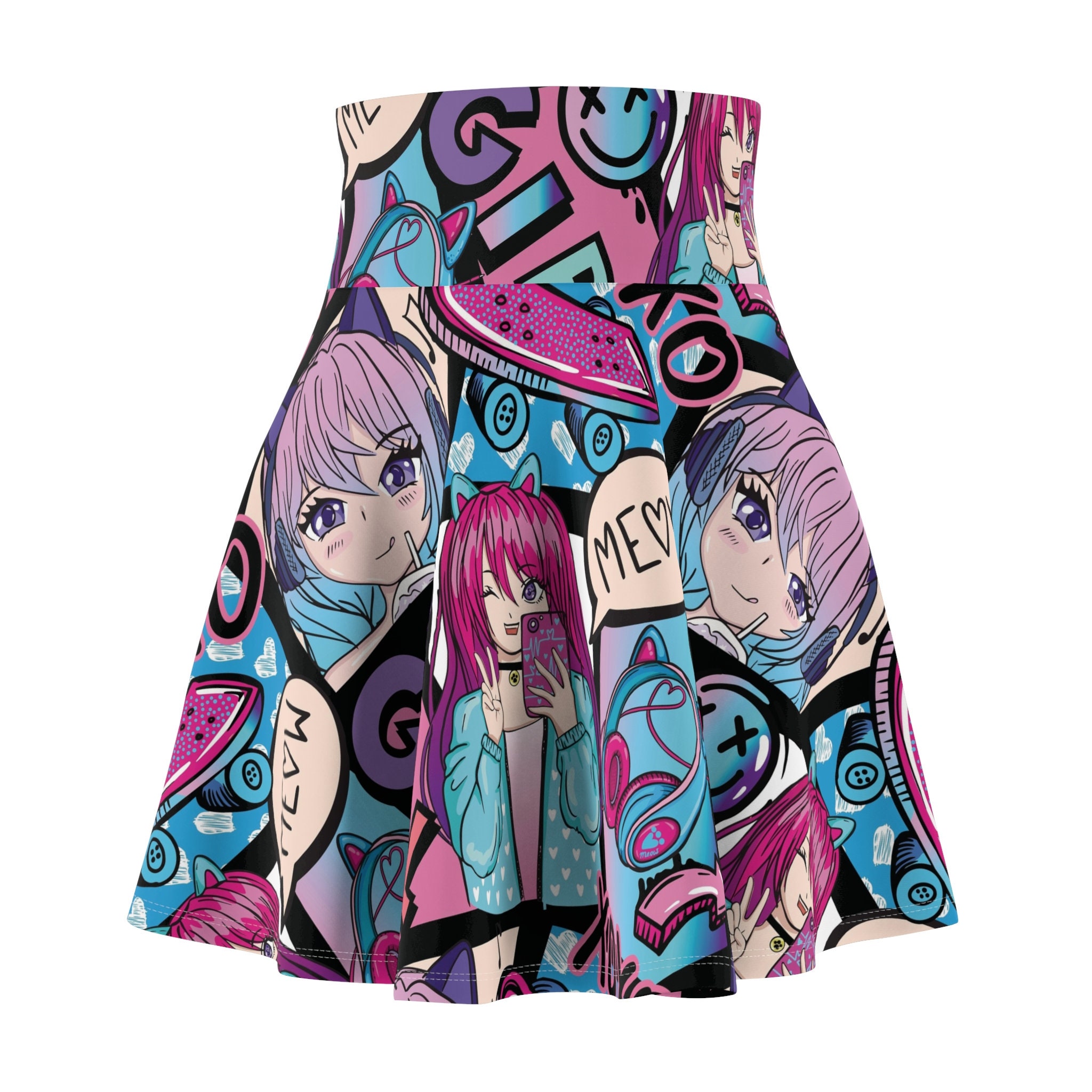 Anime Cat Girl Skateboard Mini Skirt