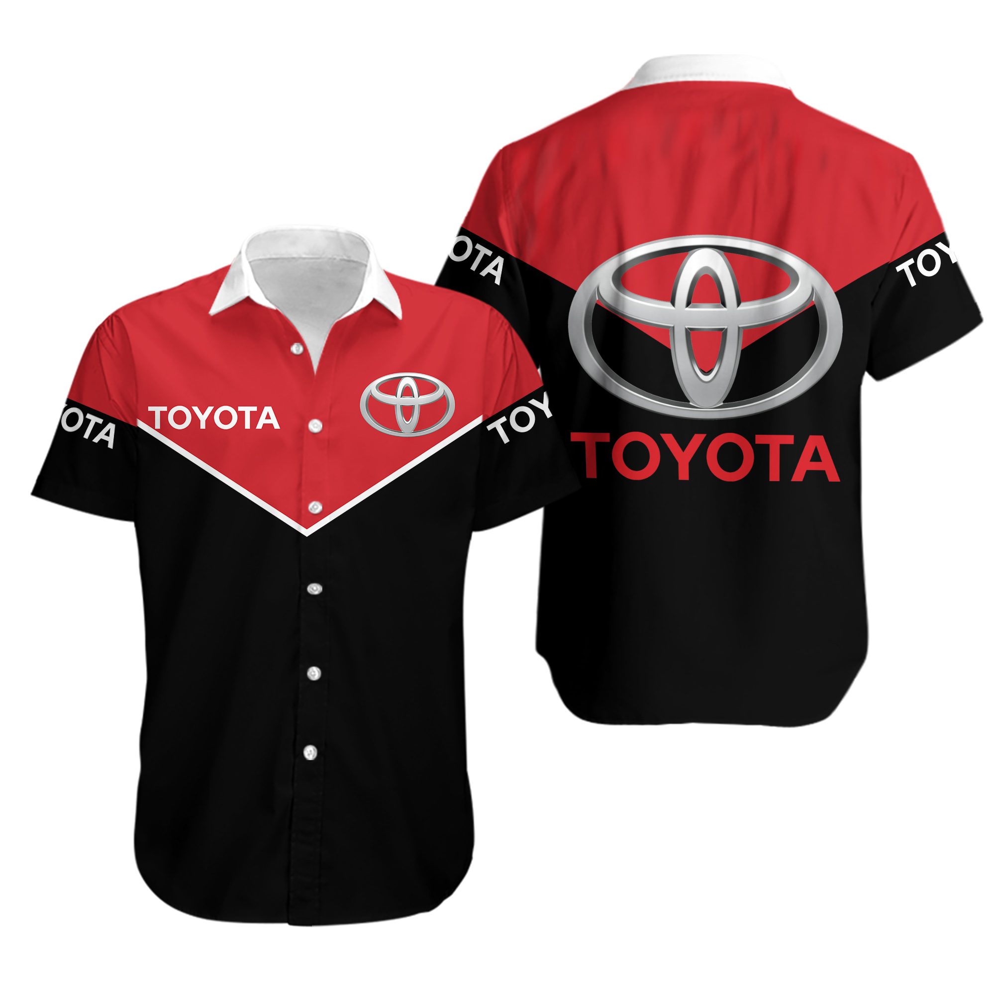 Toyota Car Racing Casual Shirt, Polyester Comfortable Summer Short Sleeve Shirt, Multi-Size Available, Beach Outfit, Father's Day Gifts