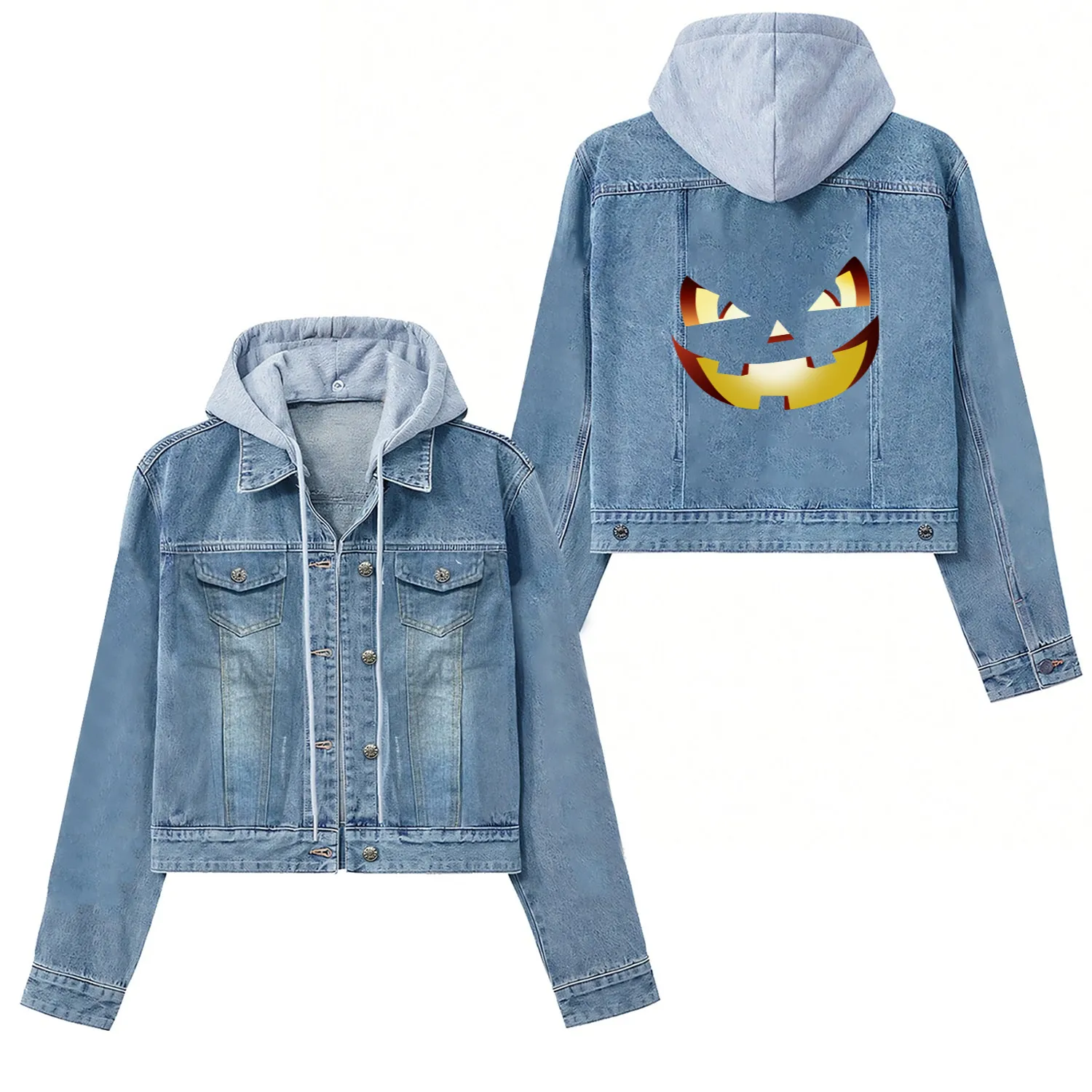 Pumpkin Face Women's Denim Jackets