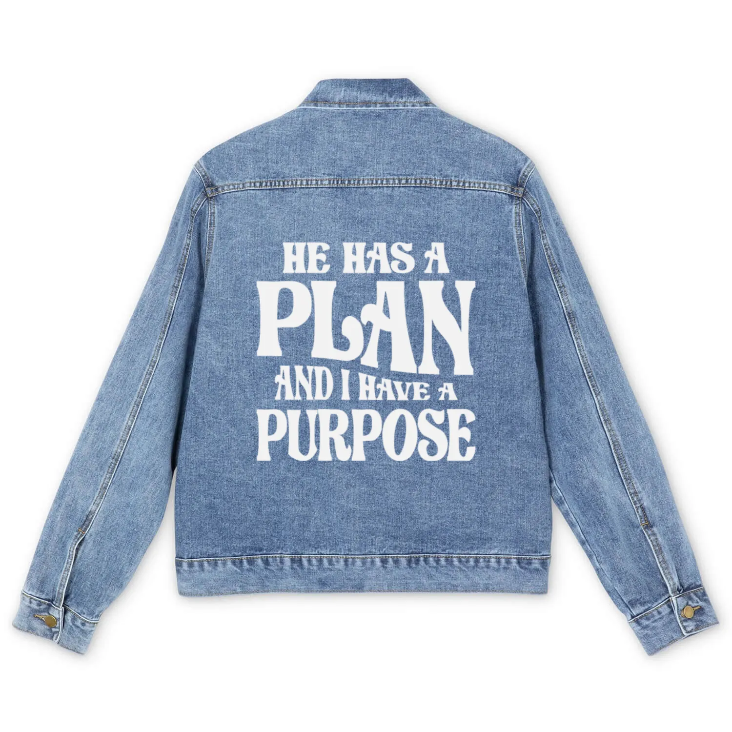 Divine Plan Purposeful Life Christian Quote Men's Denim Jackets