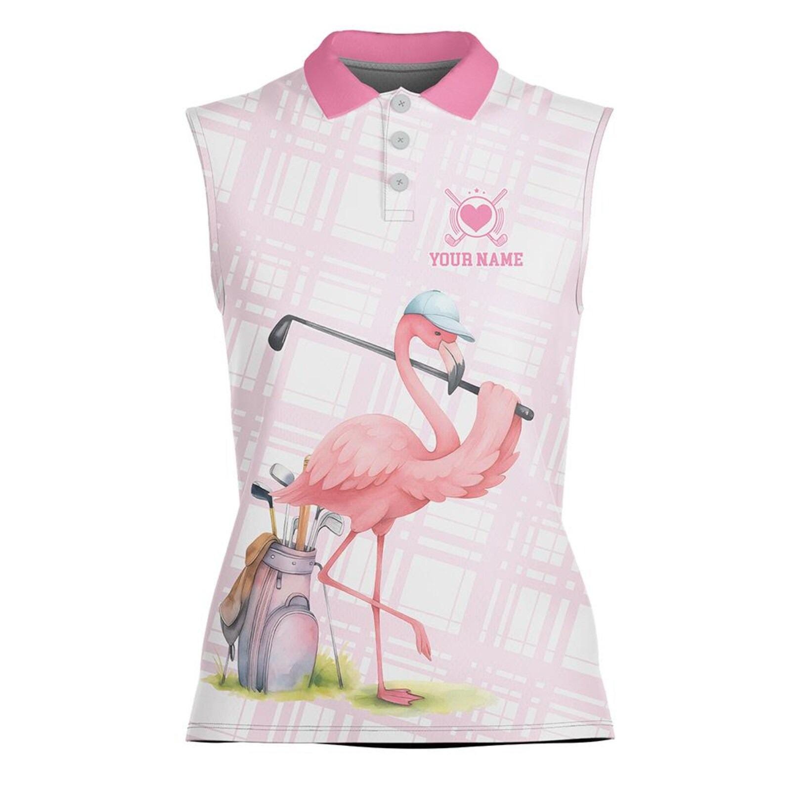 Women's Personalized Flamingo Sleeveless Golf Polo Shirt