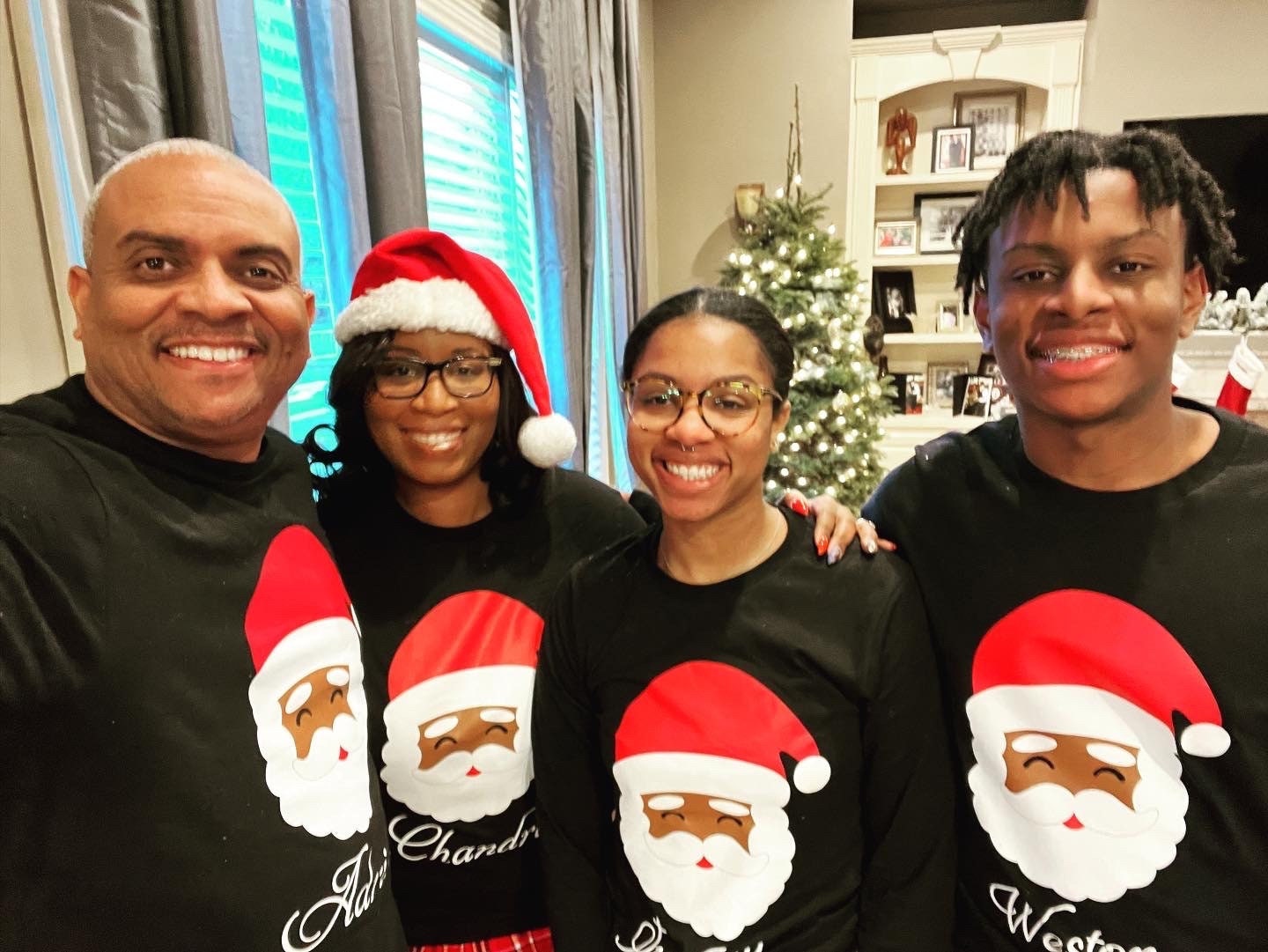 Black Santa Claus Family Pajamas, Merry Christmas Matching Family Pajamas, Christmas Gift, Family Matching Sleepwear