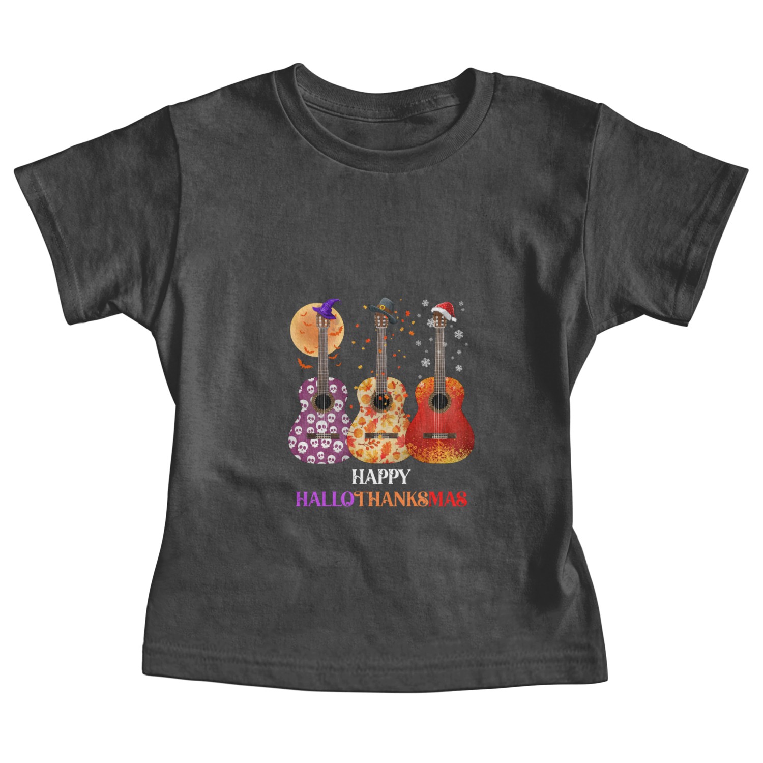Happy HalloThanksMas Guitar Baby Tees
