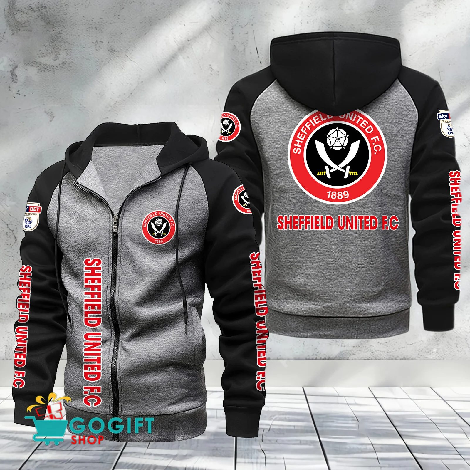 Sheffield United FC Sporty Style Raglan Zipper Hoodie