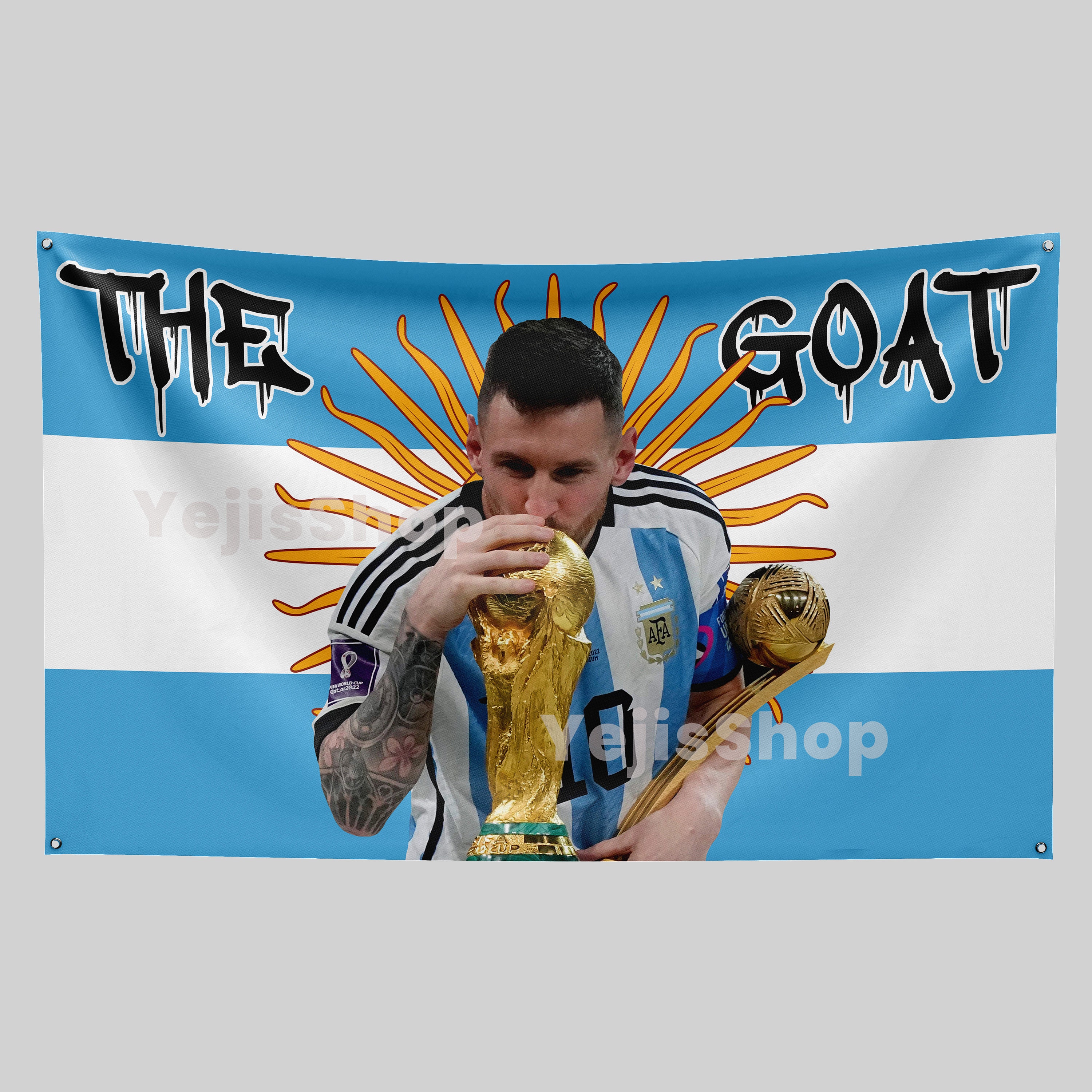 Lionel Messi Flag, Messi Argentina Flag, Gift for Him Soccer fan gift Good Quality Messi Merch, Inter Miami Messi Fan Flag Banner Size 5'x3'