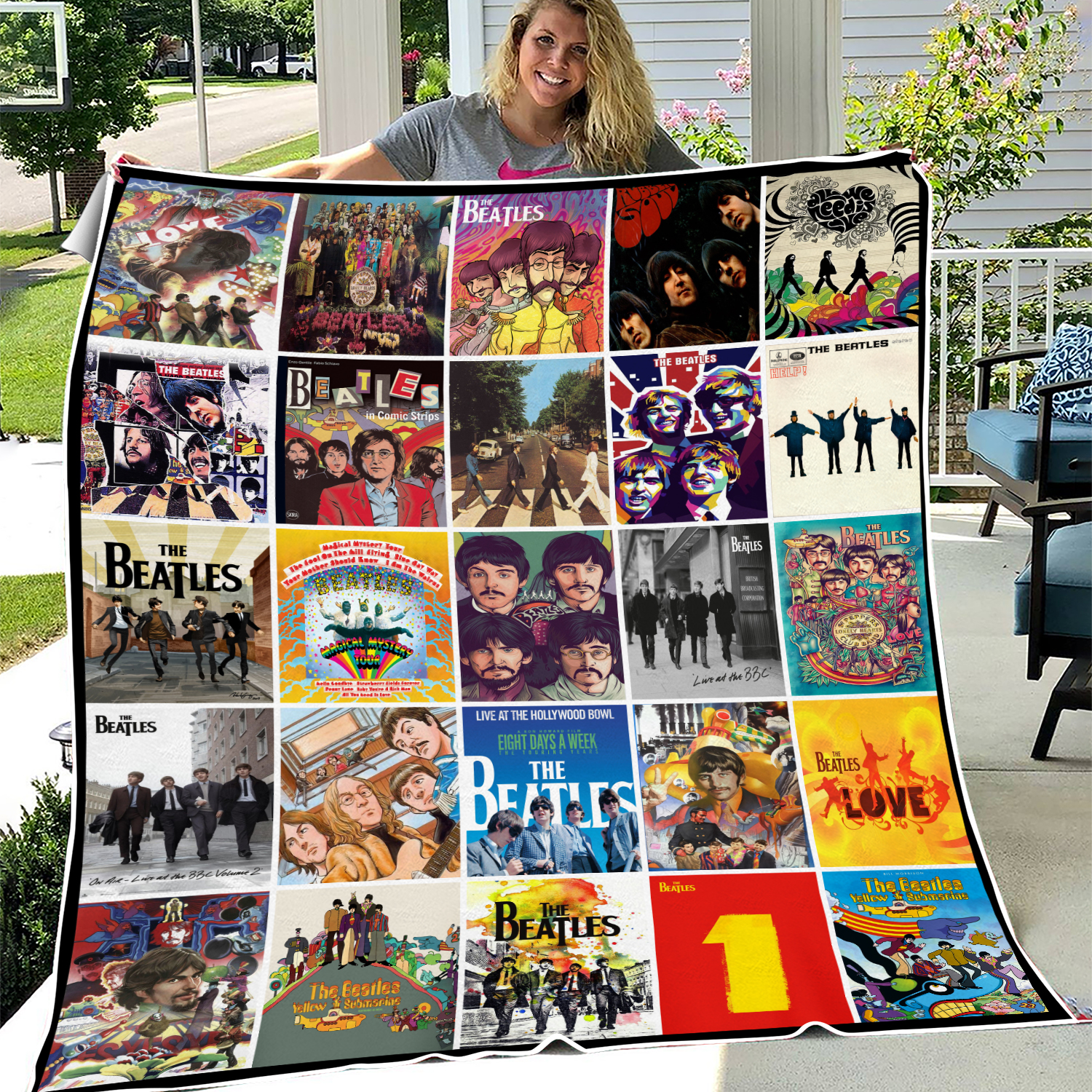The Beatles Music Quilt Blanket, The Beatles Fleece Blanket
