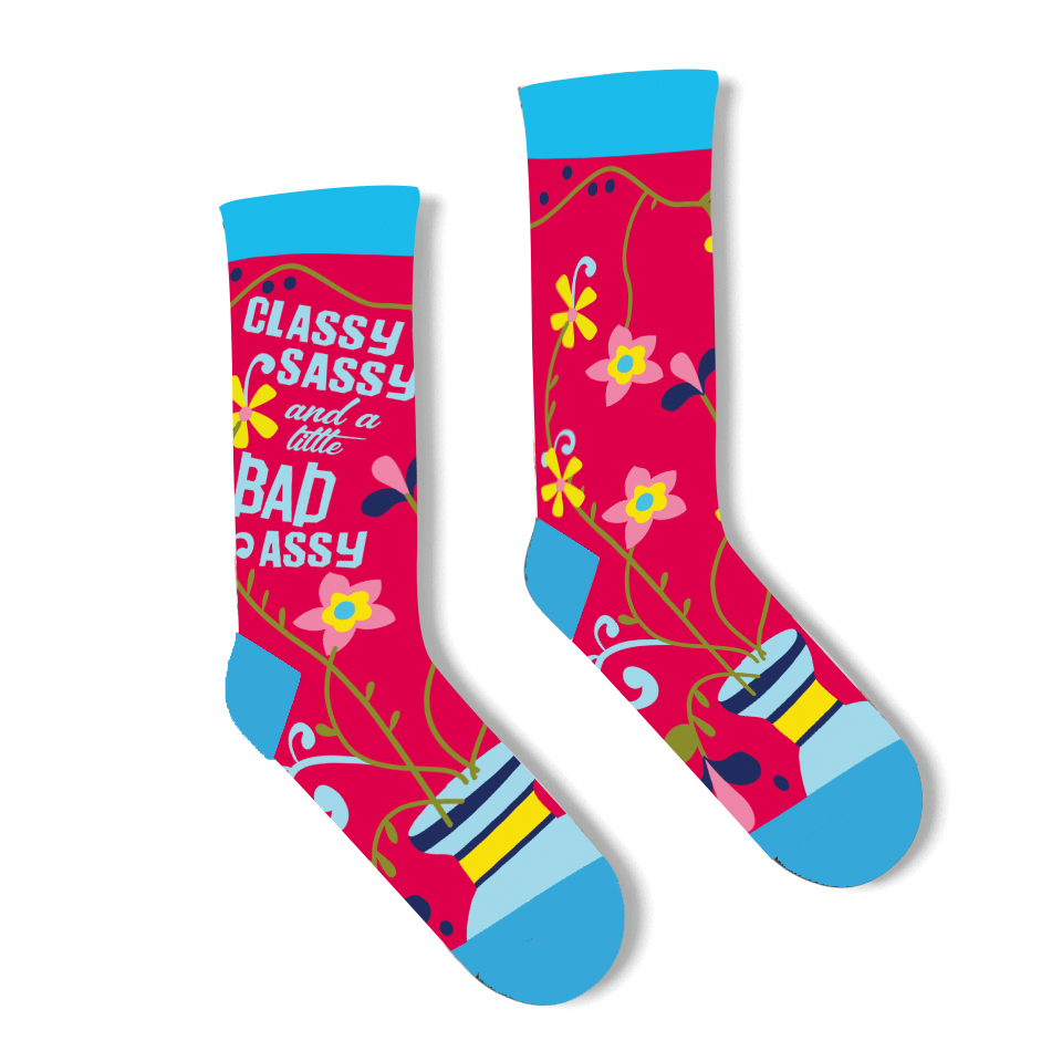 Classy Sassy and a Little Bad Assy Women's Crew Socks | Sassy socks | Gift for her | Sarcastic Cute Socks | Witty & Cute Phrases For Women