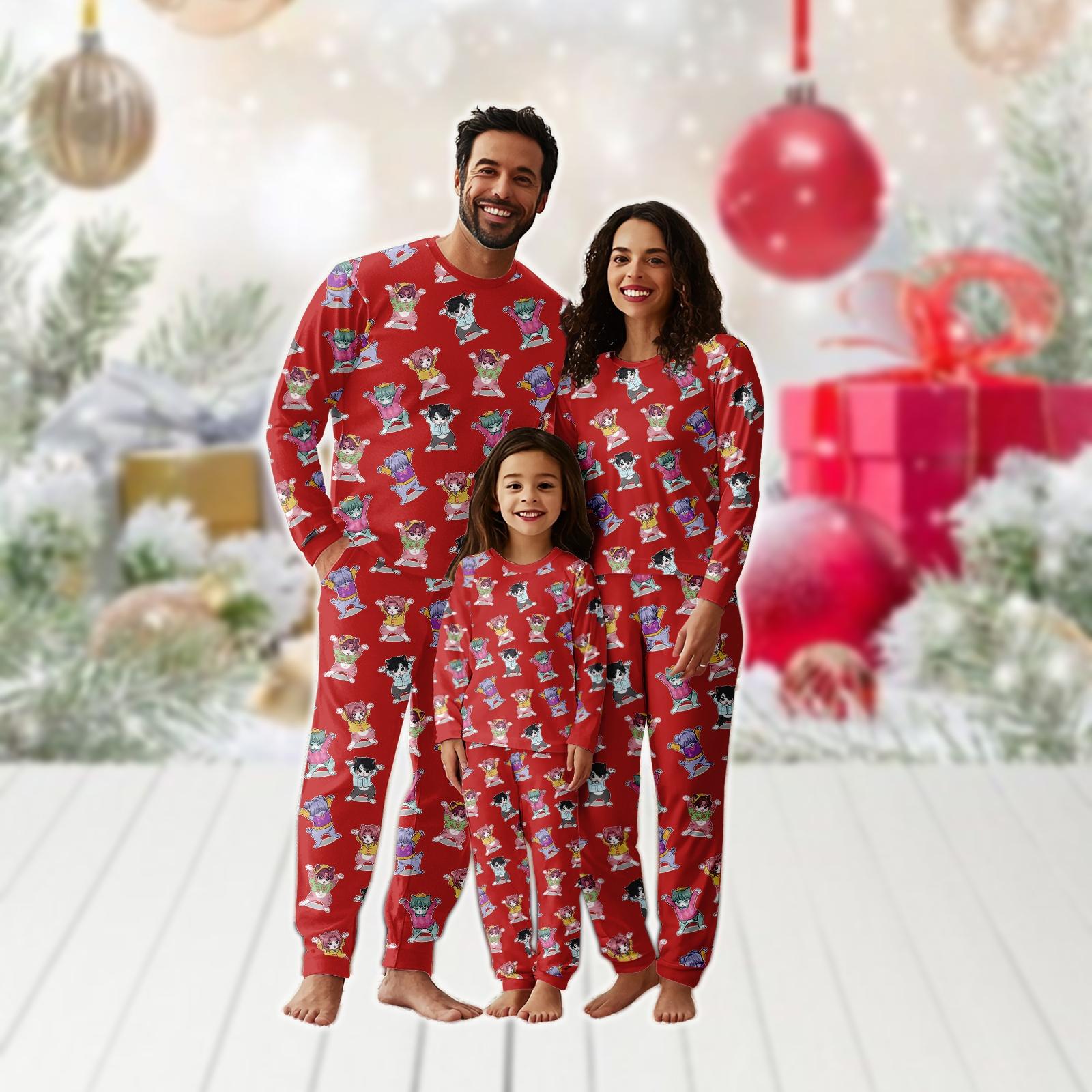 Kpop Boys Christmas Family Matching Pajamas Set, Saja Boys Women Pajamas, Kpop Anime Movie Holiday Long Pajamas Set, Cute Xmas Gifts