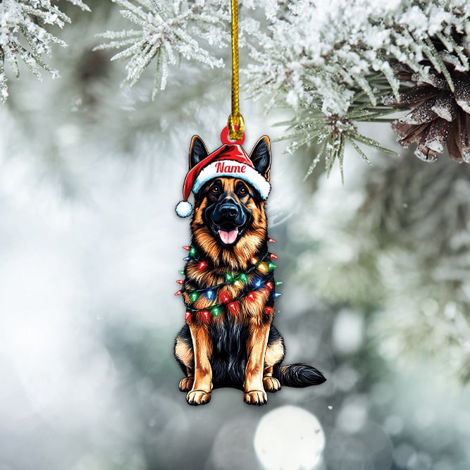 Personalized German Shepherd Dog Christmas Lights Ornament, German Shepherd Dog Ornament Gift, German Shepherd Dog Ornament