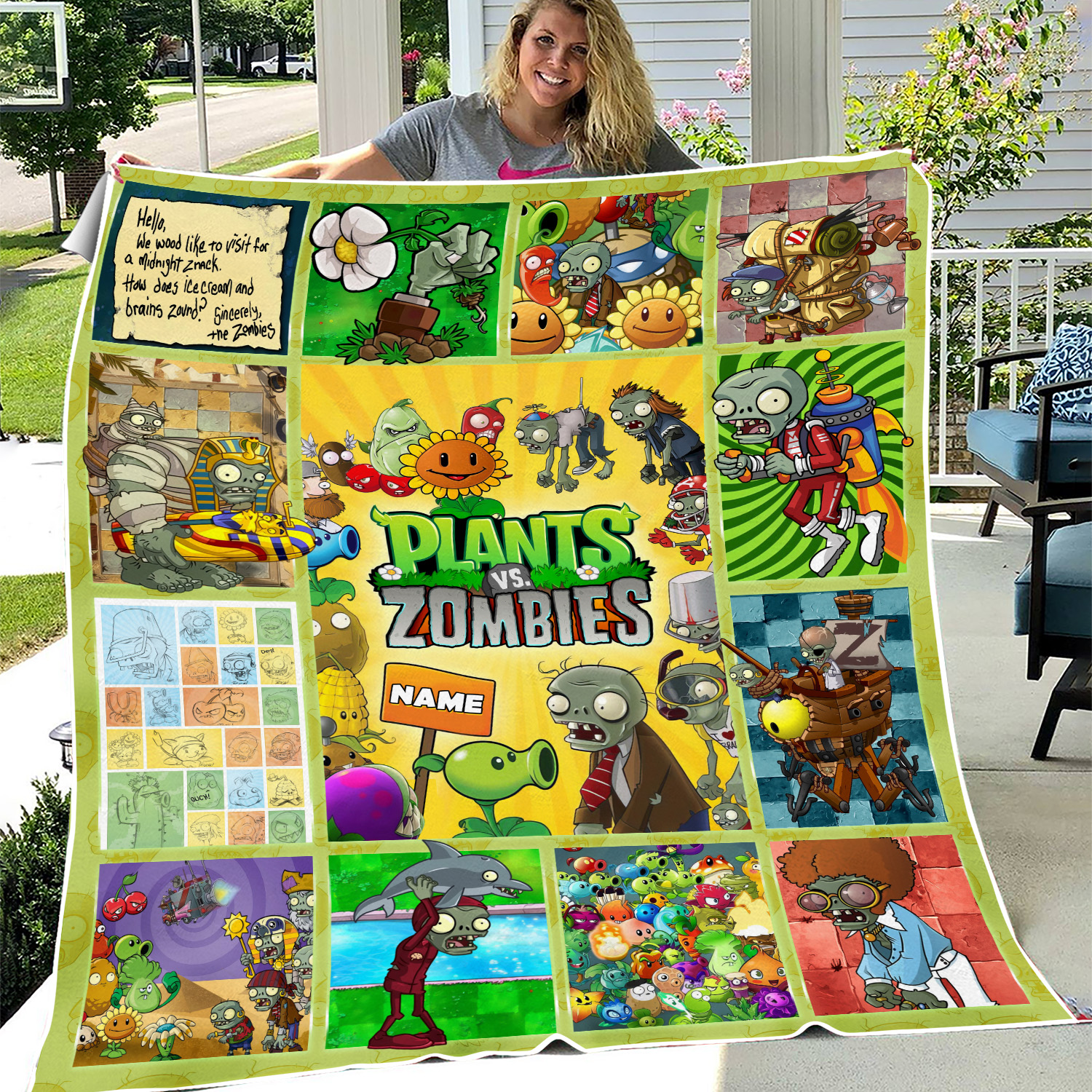 Personalized Plants And Zombies Blanket, Plants vs zombies birthday party, Custom Blanket, Plants Vs Zombies Blanket