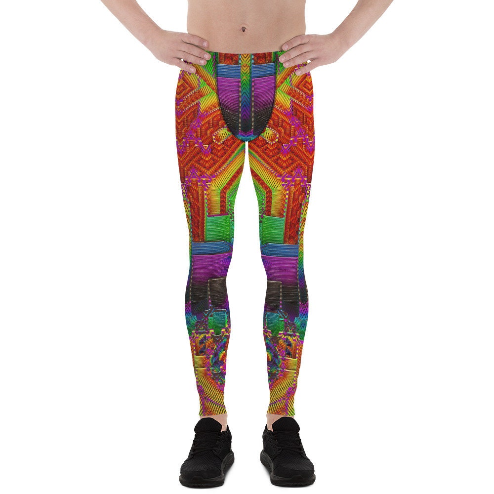 Men's Rainbow Leggings, Meggings, Rave Leggings, Festival leggings