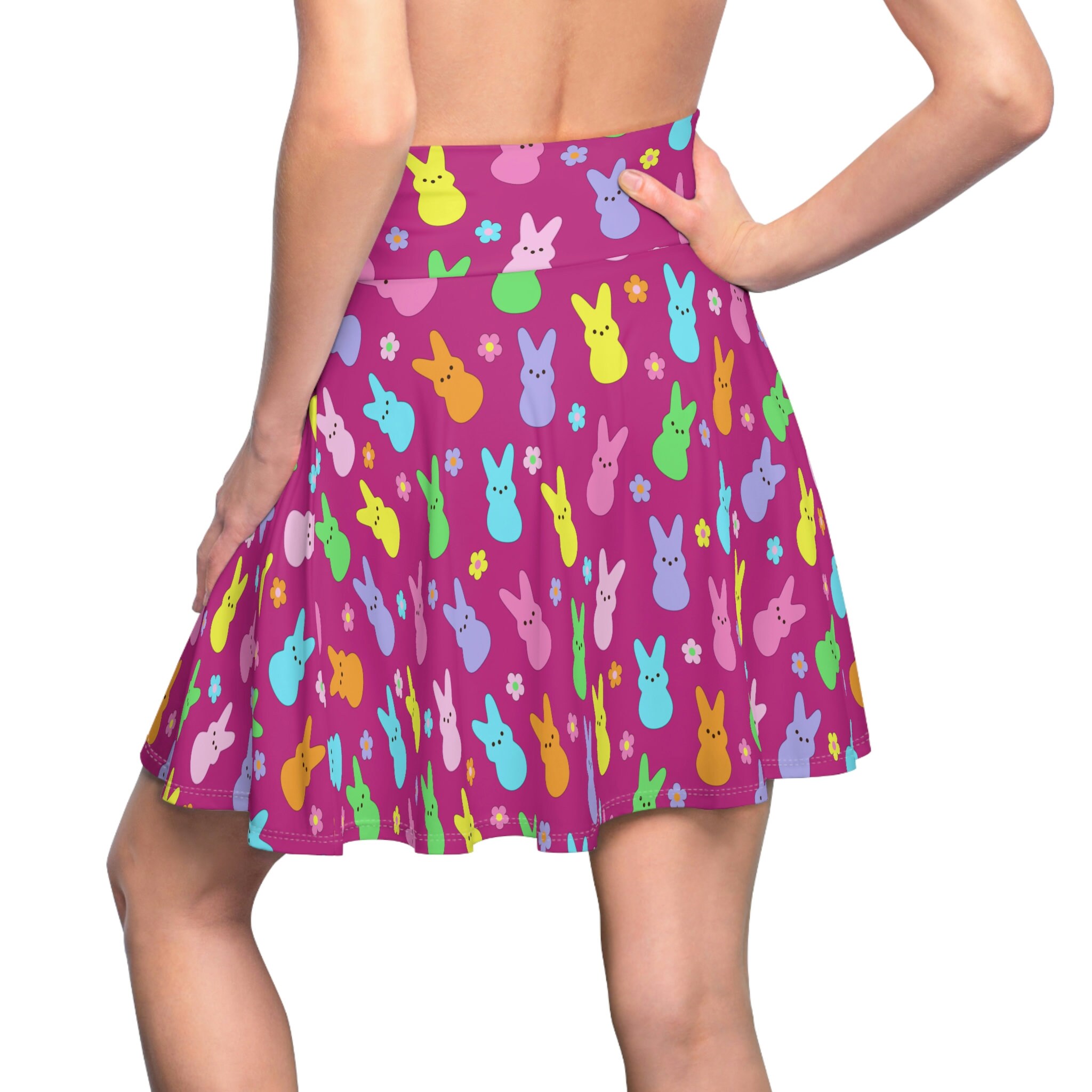 Marshmallow Pink Bunny Women's Skater Skirt