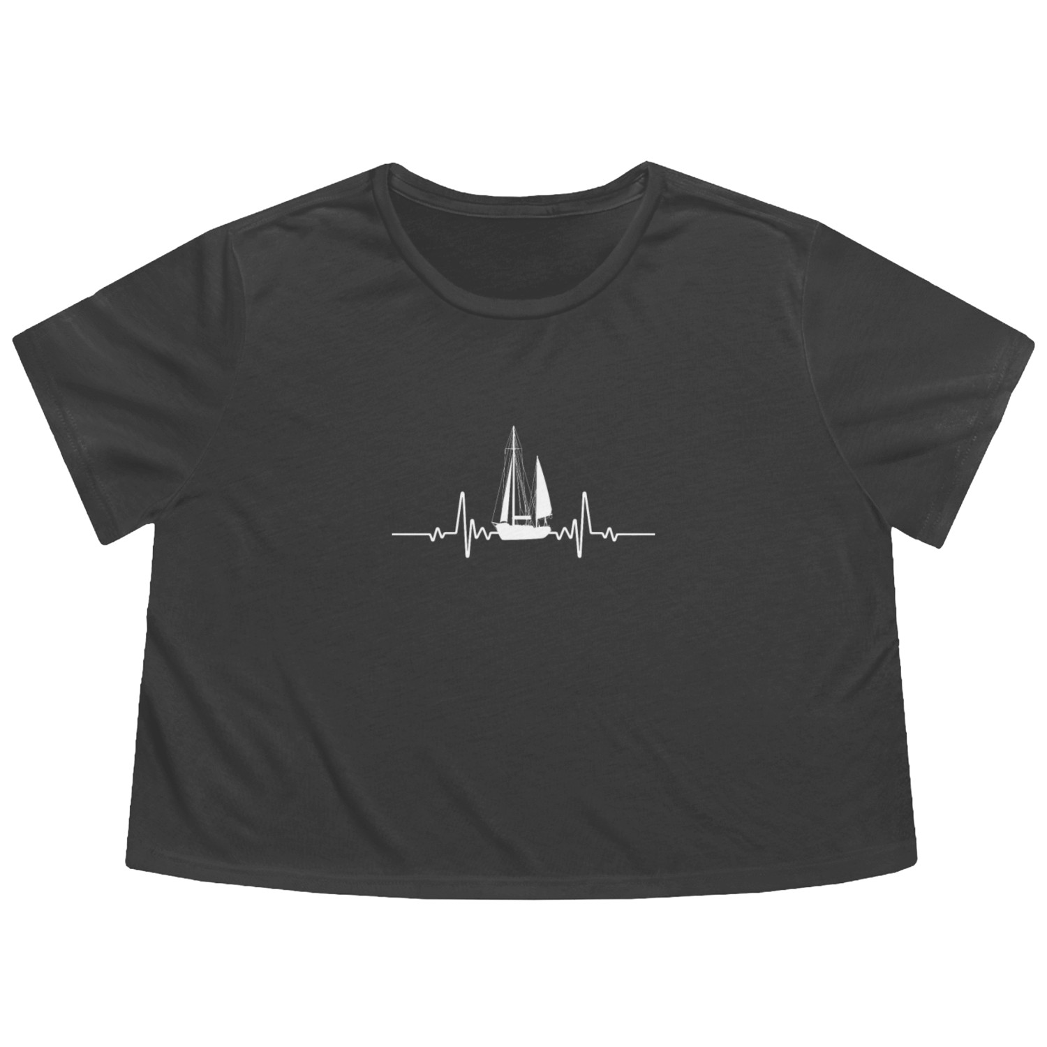 Sailing Boat Heartbeat Flowy Cropped Tees