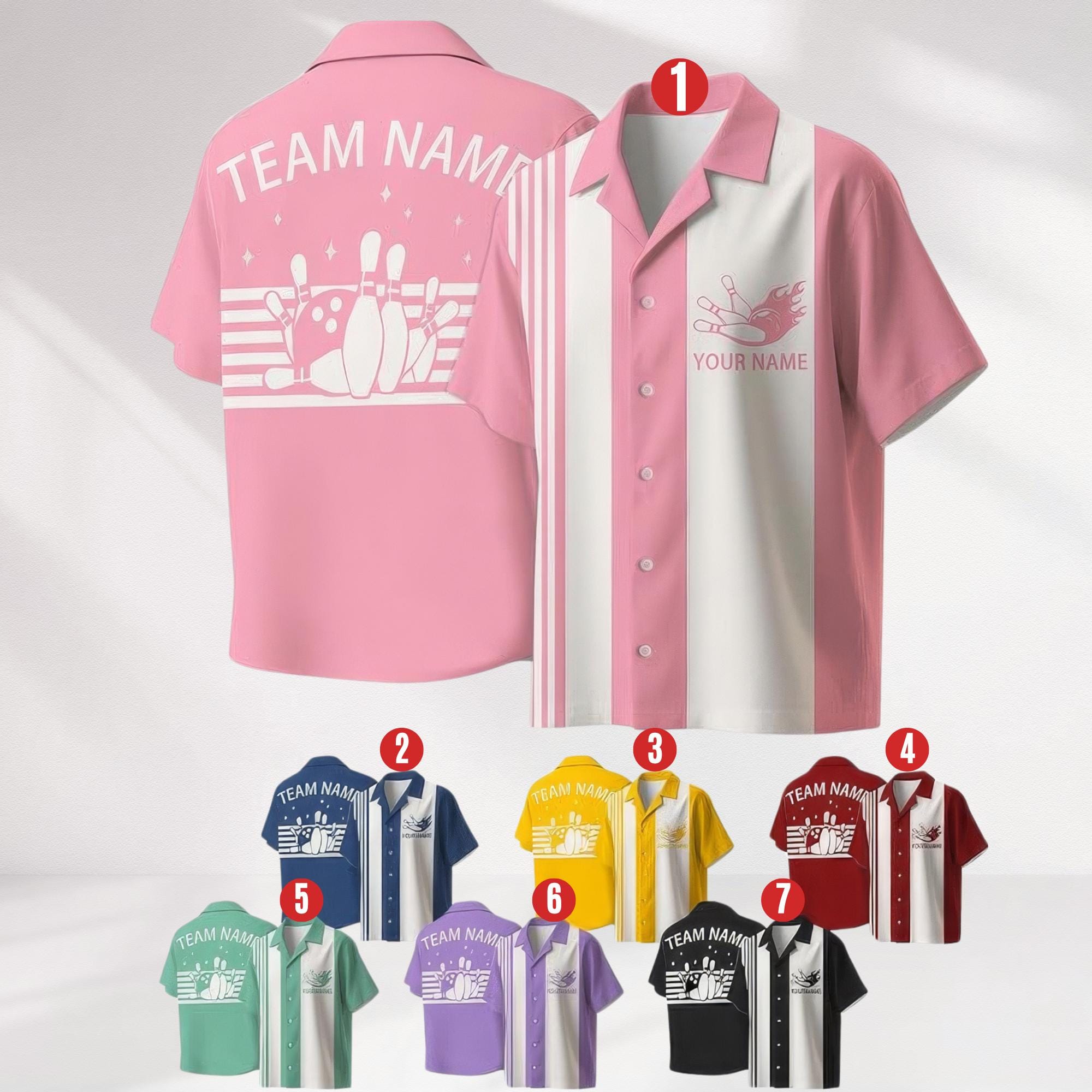 Personalized Retro Bowling Hawaiian Shirt,Custom Name Bowling Button Down Shirt,Gift For Bowling Lover Bowling Player Bowling Team
