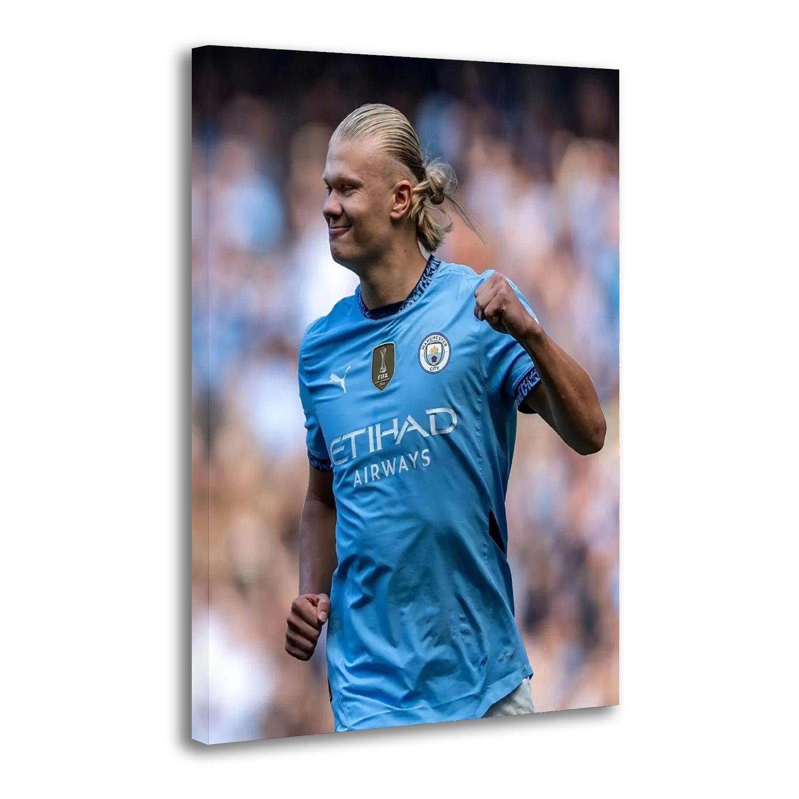 Erling Haaland Fist Celebration Manchester City Painting On Canvas Wall Art Poster Picture Print Living Room Walls Decor Home