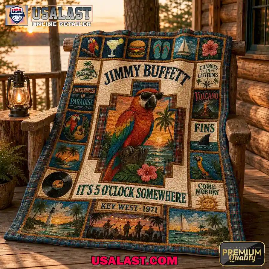Jimmy Buffett Parrot Margaritaville Quilt Blanket