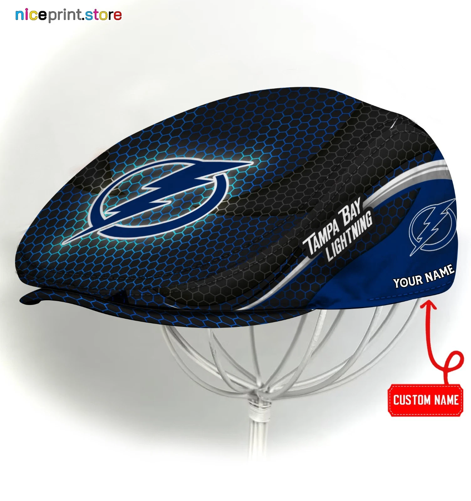 Tampa Bay Team Lightning Jeff Cap NHL Newsboy Cap Golf Cap Driving Hat for Men