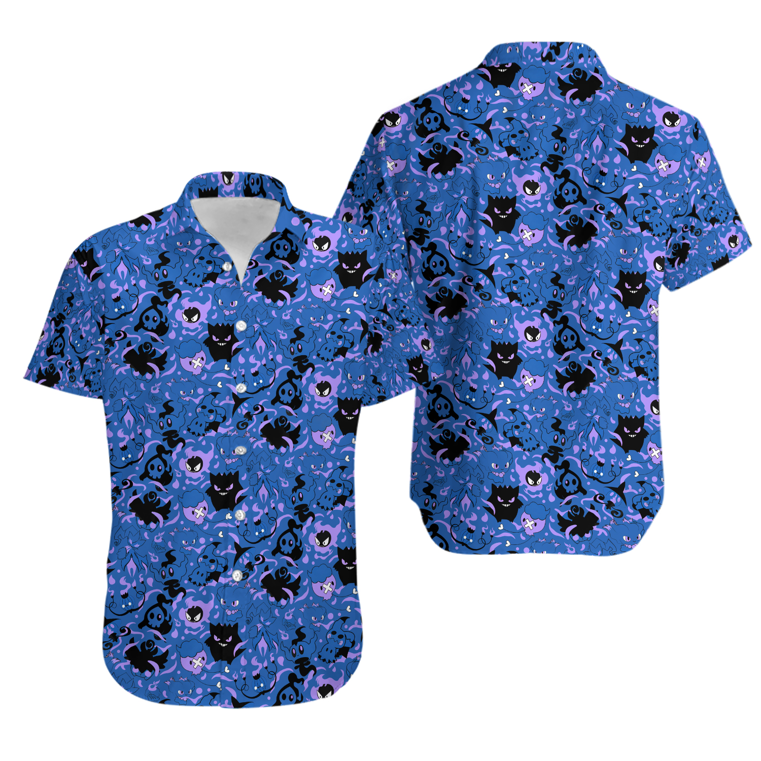 Gengar Hawaiian Shirt Mimikyu Hawaii Set Tropical Button Up Shirt Summer Hawaiian Short Gengar Shirt Gifts