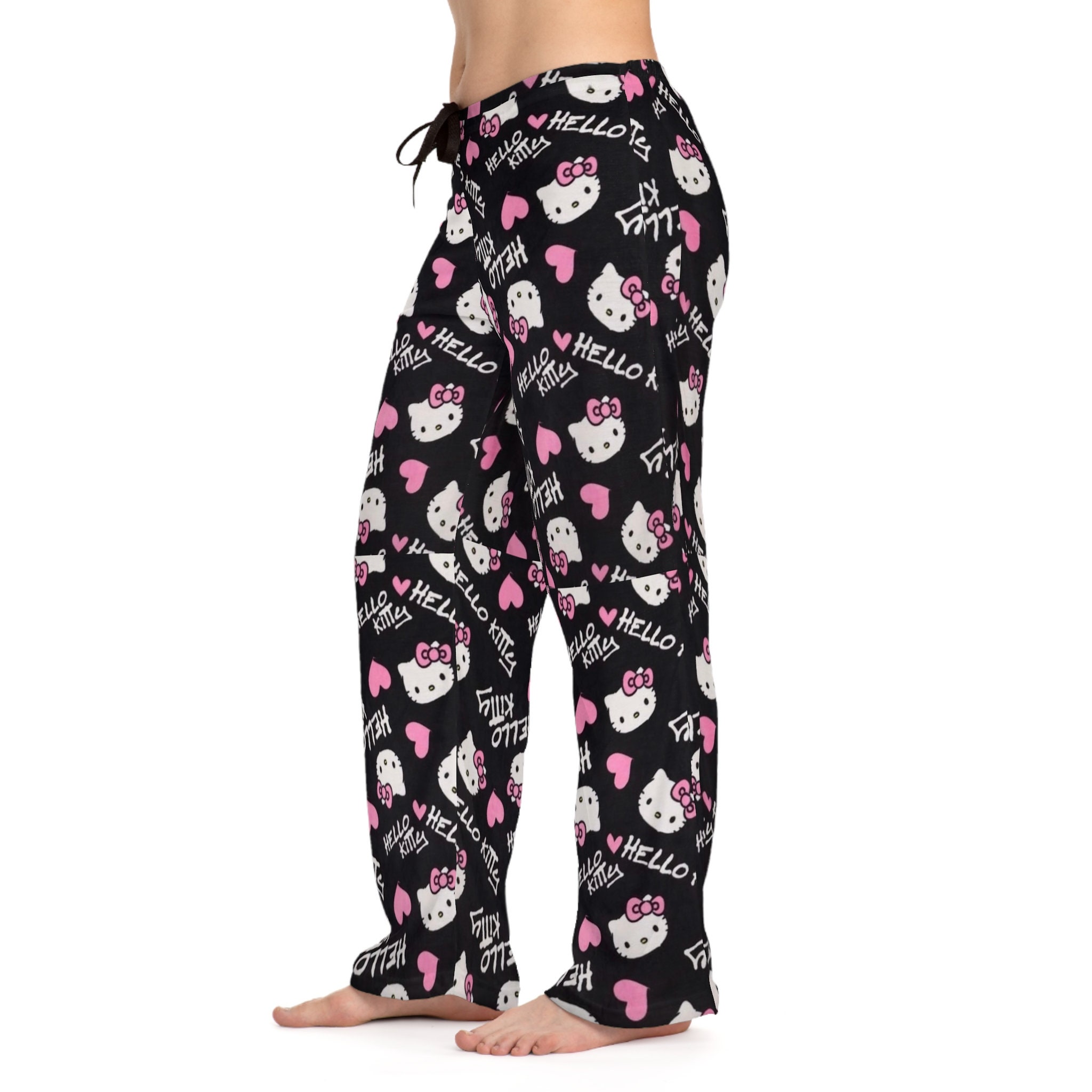 Retro Merry Spooky cat Kitty Halloween Christmas Pajama Pants Lounge sleep Cozy Holiday Anime Gift
