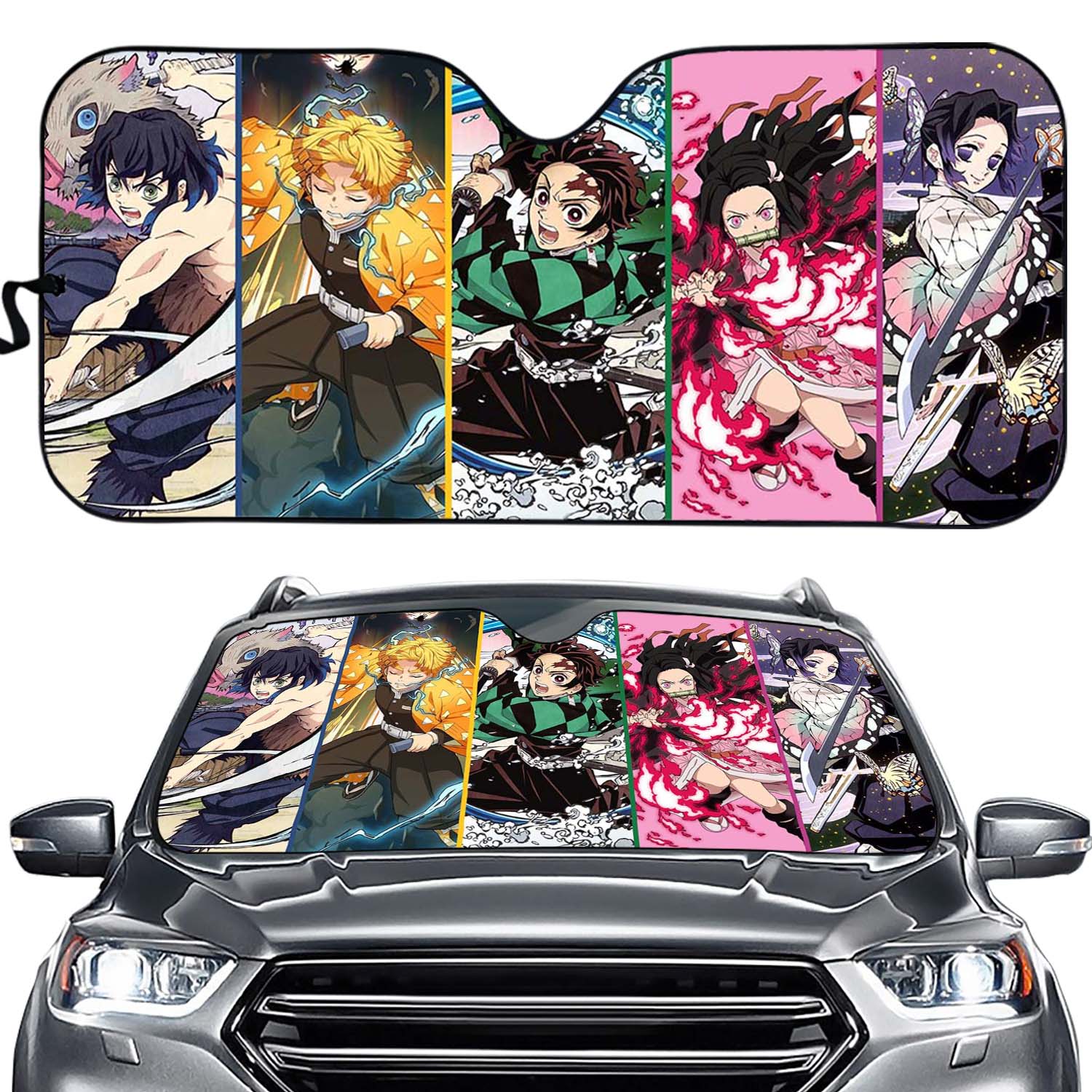 Vintage demon Car Sun Shade, Fan Anime Car Accessoriesr, Car Windshield, Car Sun Shade, Gift For Men Women, Gift New Car.