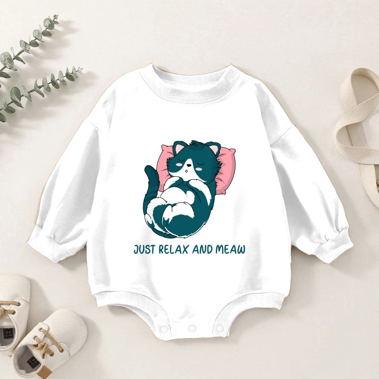 JUST RELAX AND MEOW Baby Romper Sweatshirts