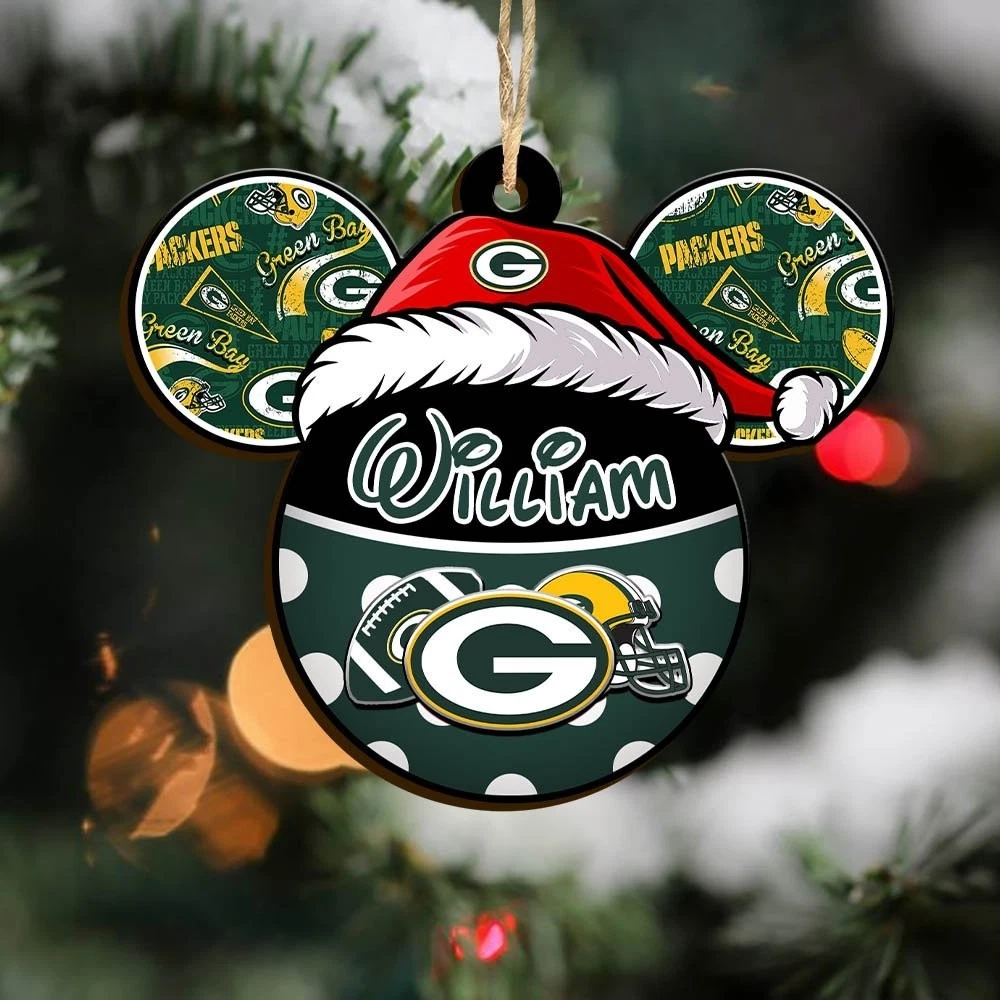 Personalized Green Bay Team Packers Sport Christmas Ornament, For Football Fan