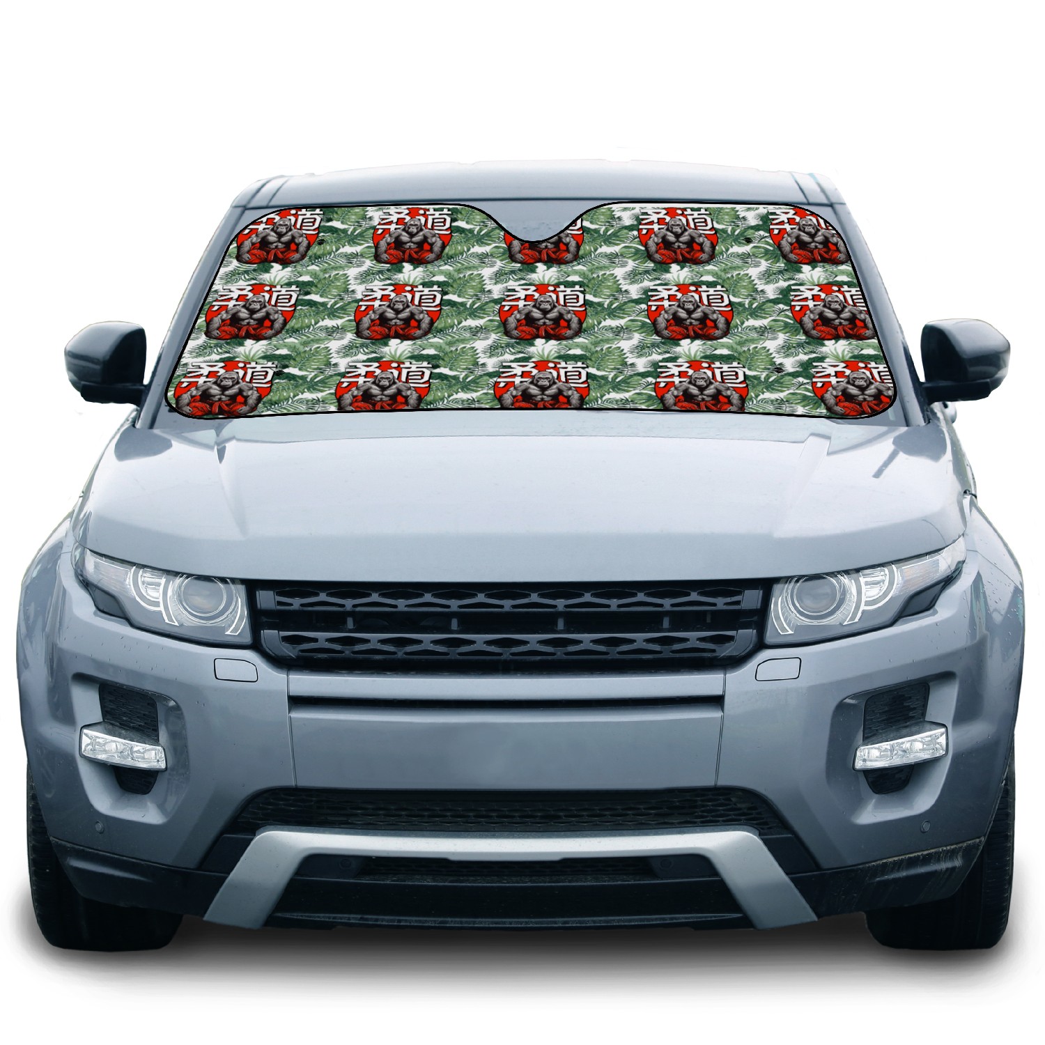Judo Martial Arts Gorilla Japanese Text Red White Car Sun Shades