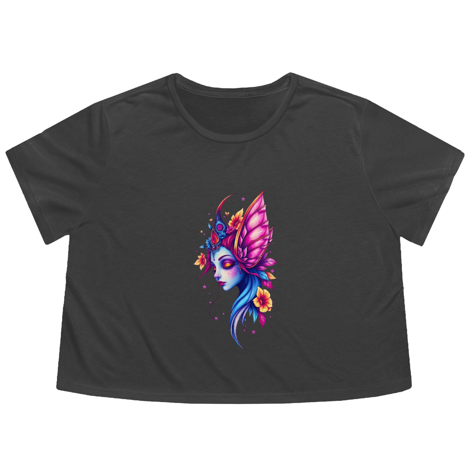 Cool Fairy Face Flowy Cropped Tees